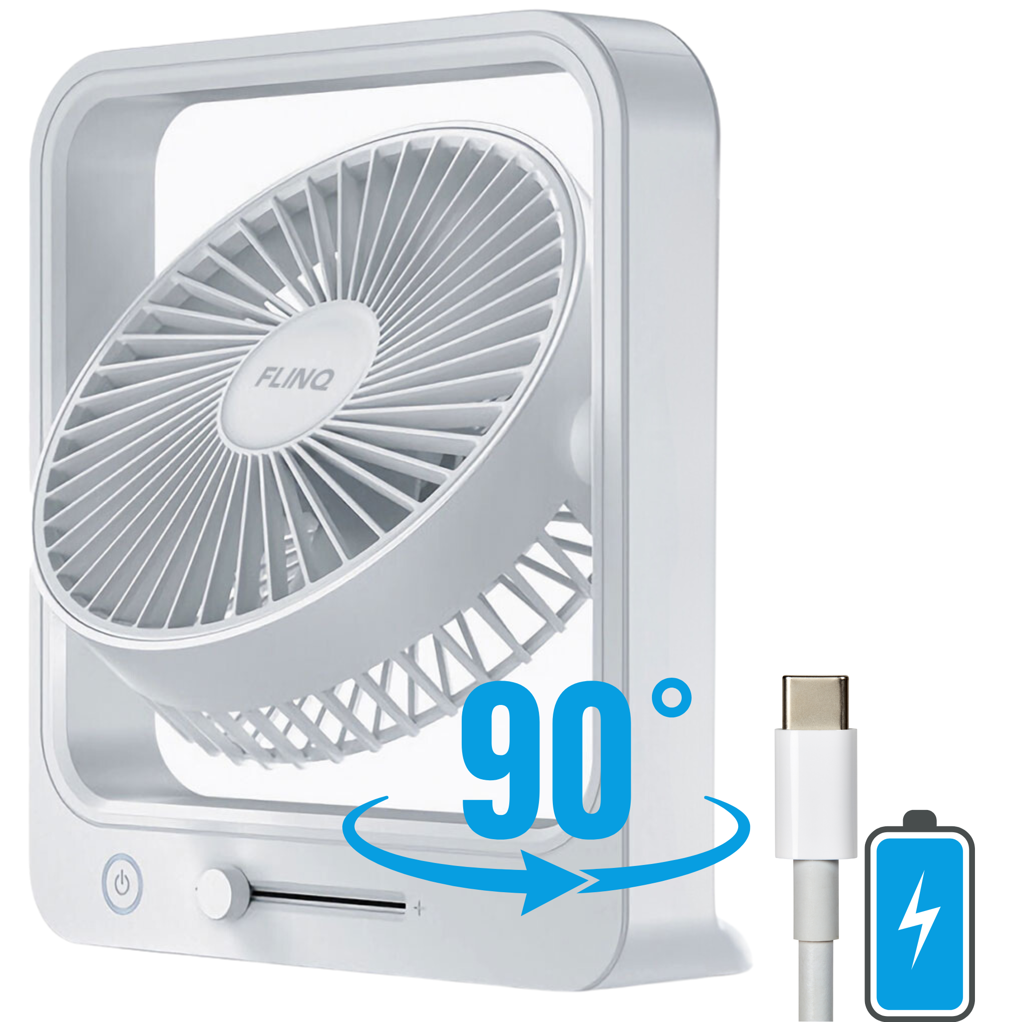 Ventilateur Coolcube blanc sans fil - Rechargeable - Vitesse réglable