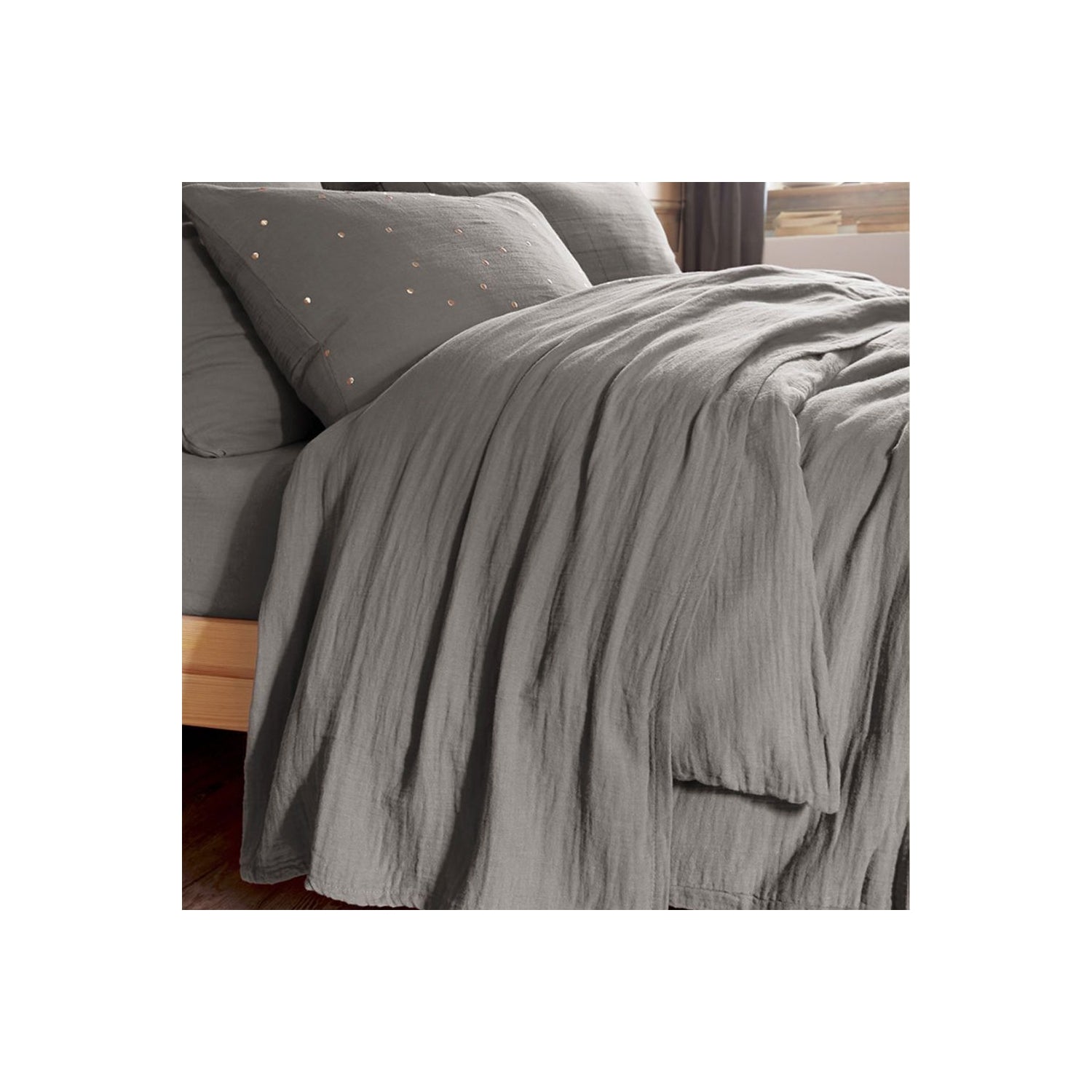 Drap plat Gaze de coton Granit