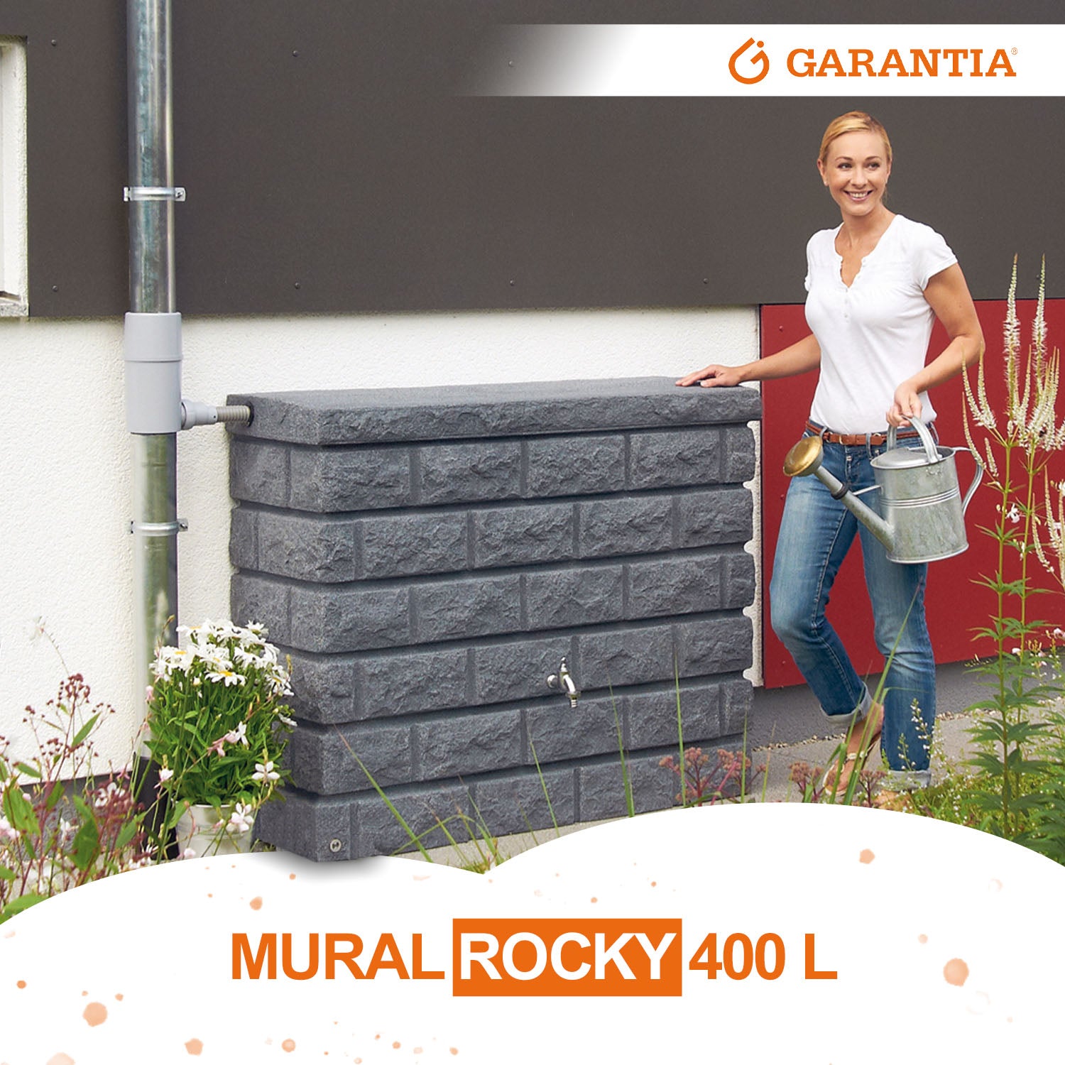 Réservoir mural Rocky 400 L, gris granit