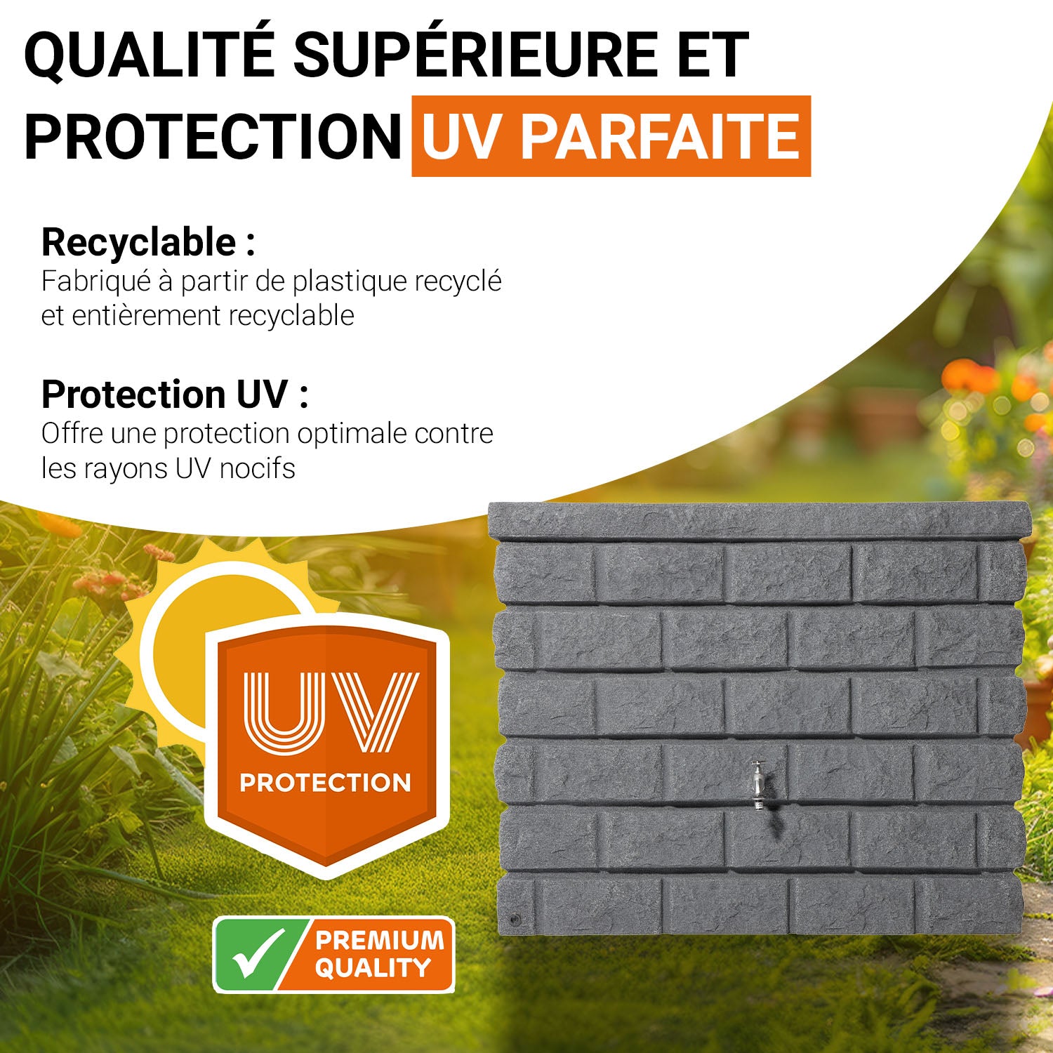 Réservoir mural Rocky 400 L, gris granit