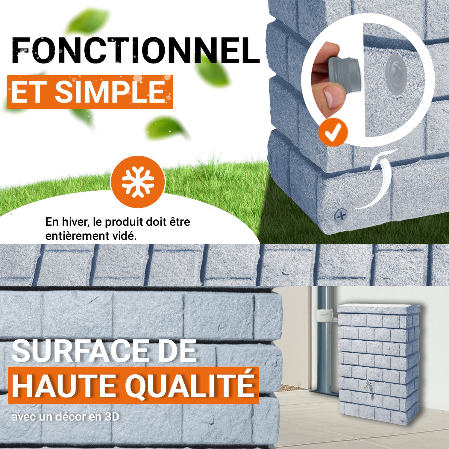Réservoir mural Rocky Jr 300 L, gris clair