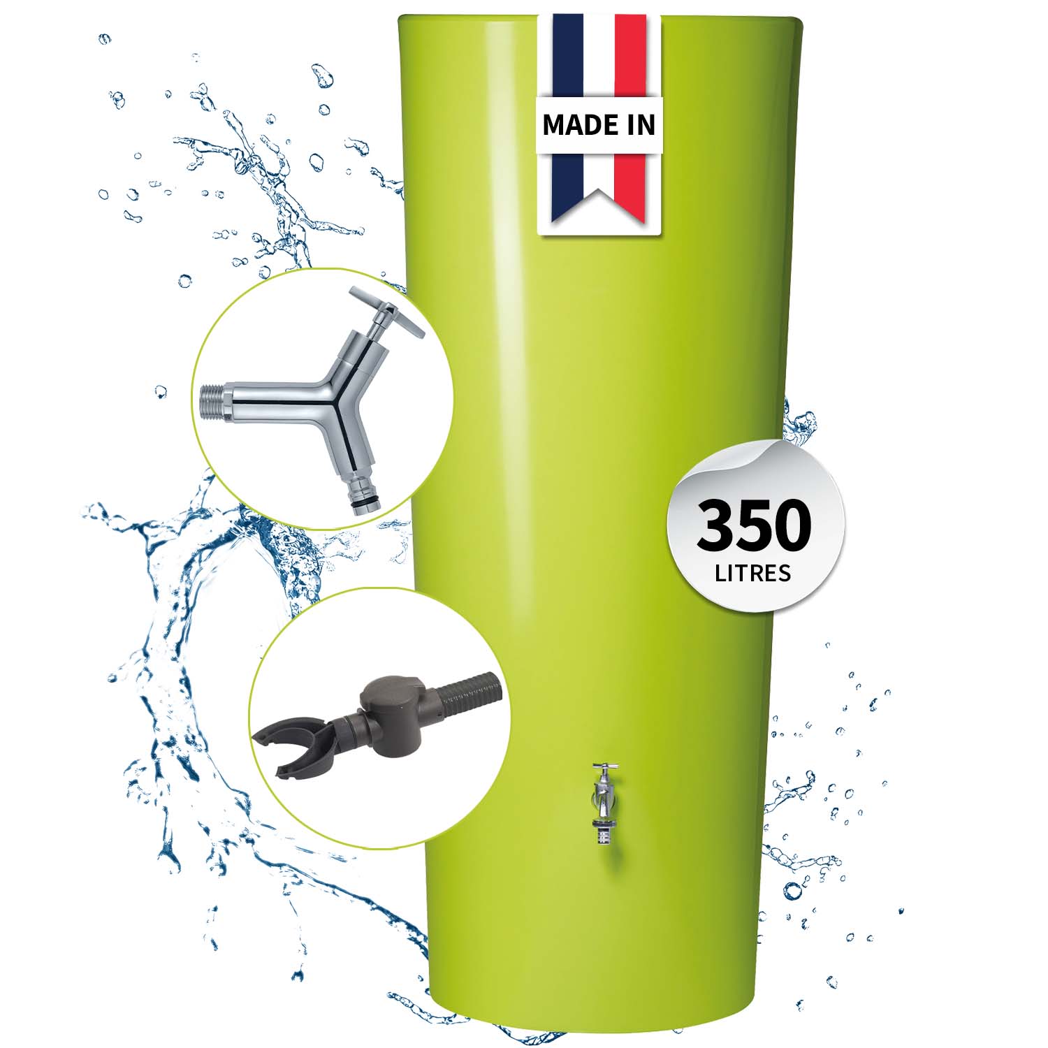 Récupérateur d´eau de pluie Color 2 en 1 350 L - Apple