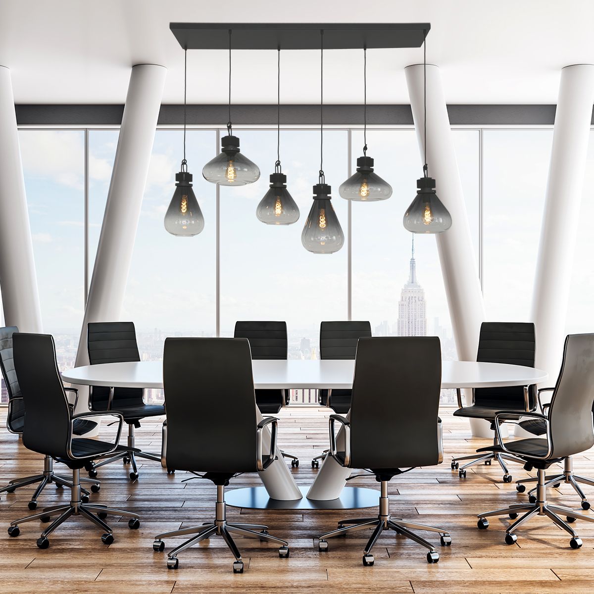 Suspension design 6 lampes noire - Flere