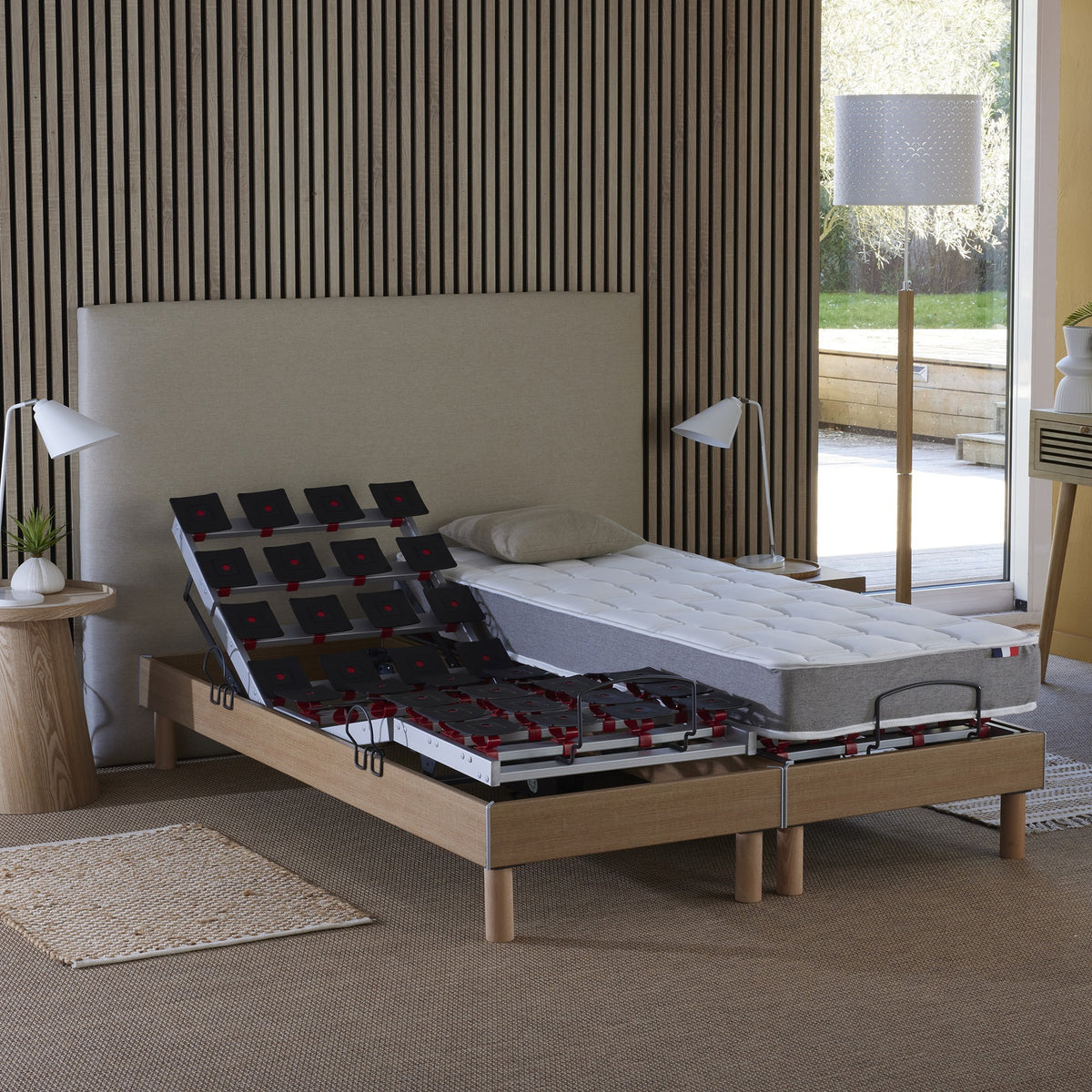 Ensemble literie électrique relaxation à plots + Matelas mousse HR35 2x80 x 200
