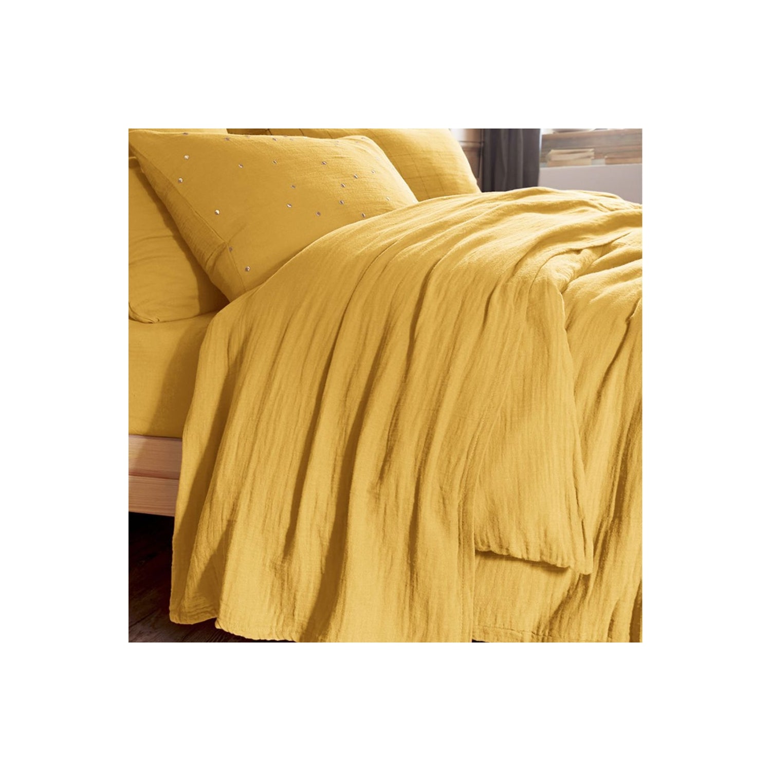 Drap plat Gaze de coton Safran