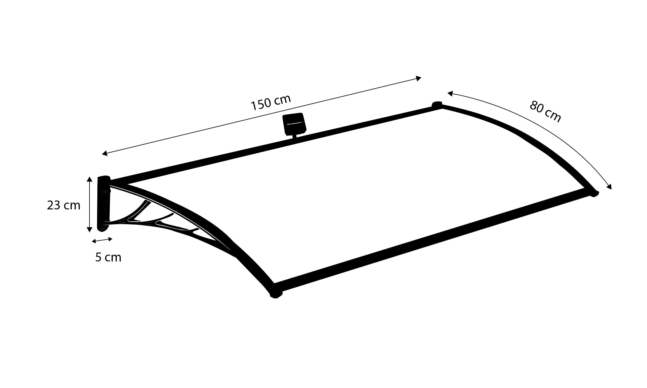 Marquise de porte transparente LED 80x150cm