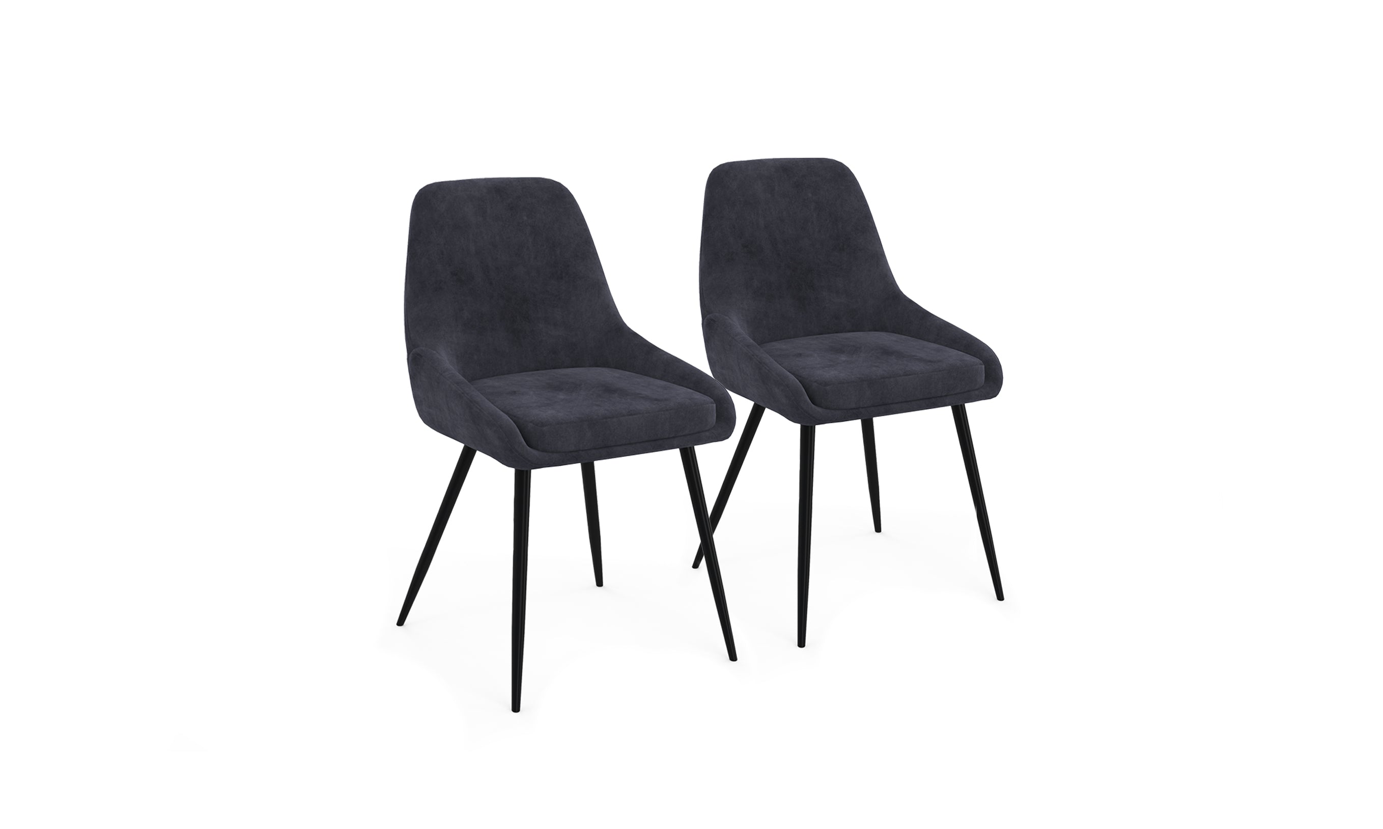 Chaises Olivia assise gris foncé pieds métal - lot de 2