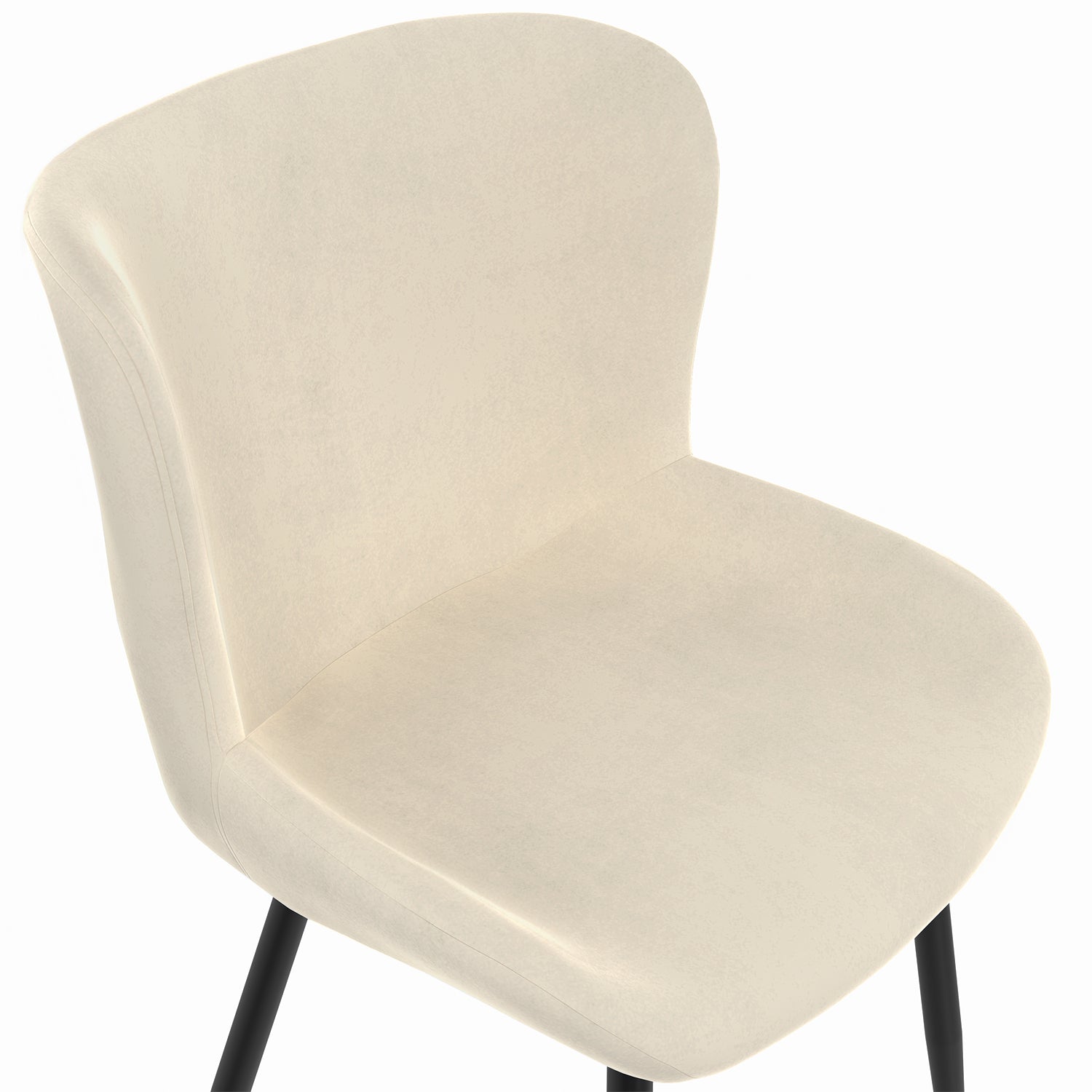 Chaises Taylor en velours crème et pieds métal noirs - lot de 2