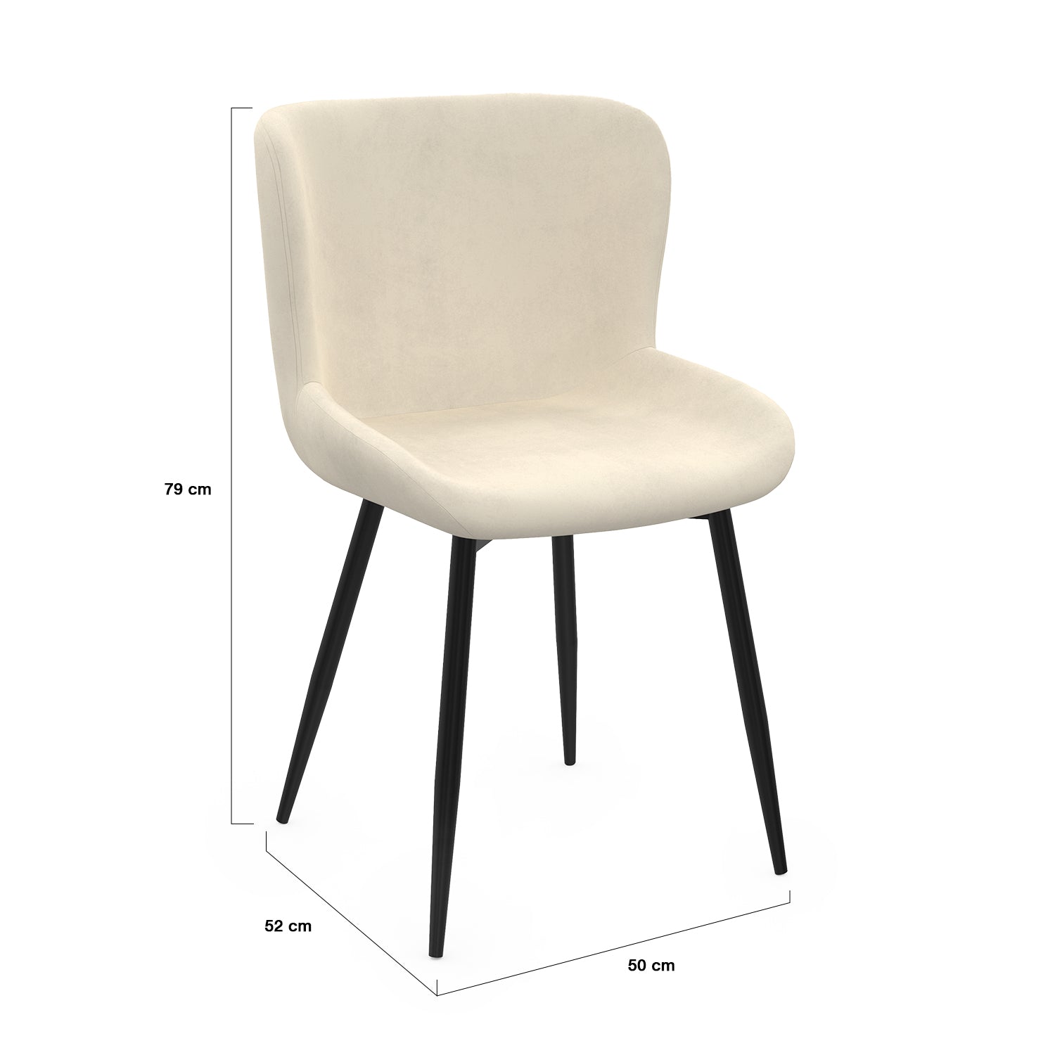 Chaises Taylor en velours crème et pieds métal noirs - lot de 2