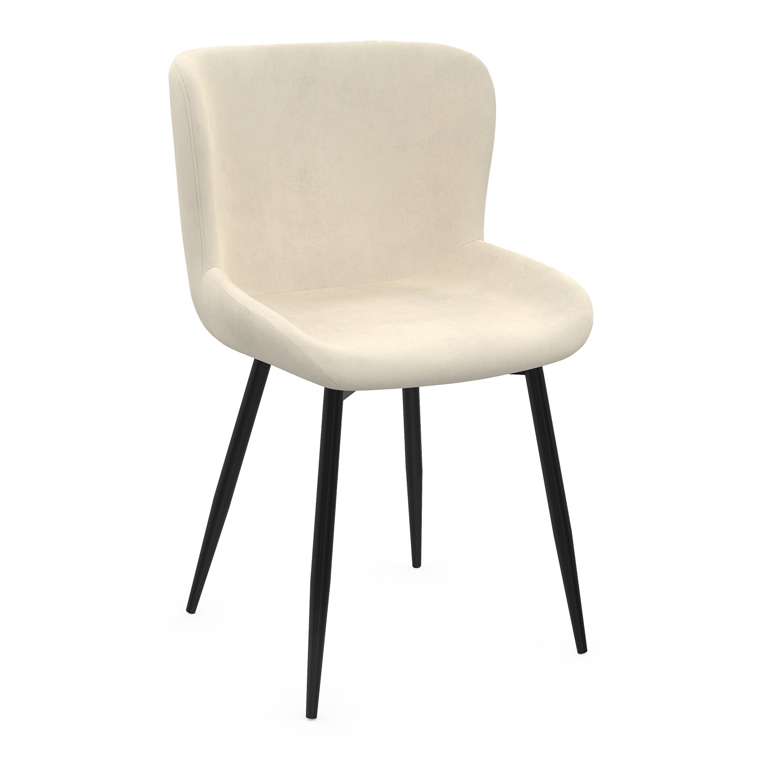 Chaises Taylor en velours crème et pieds métal noirs - lot de 4