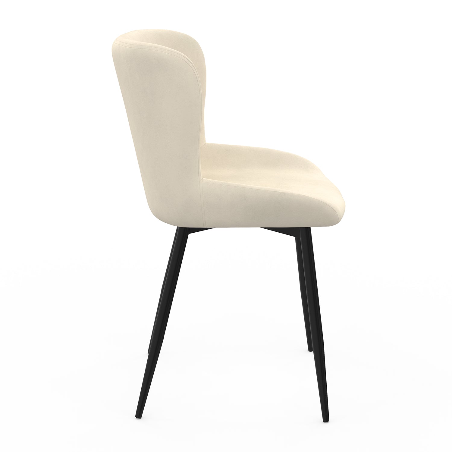 Chaises Taylor en velours crème et pieds métal noirs - lot de 4