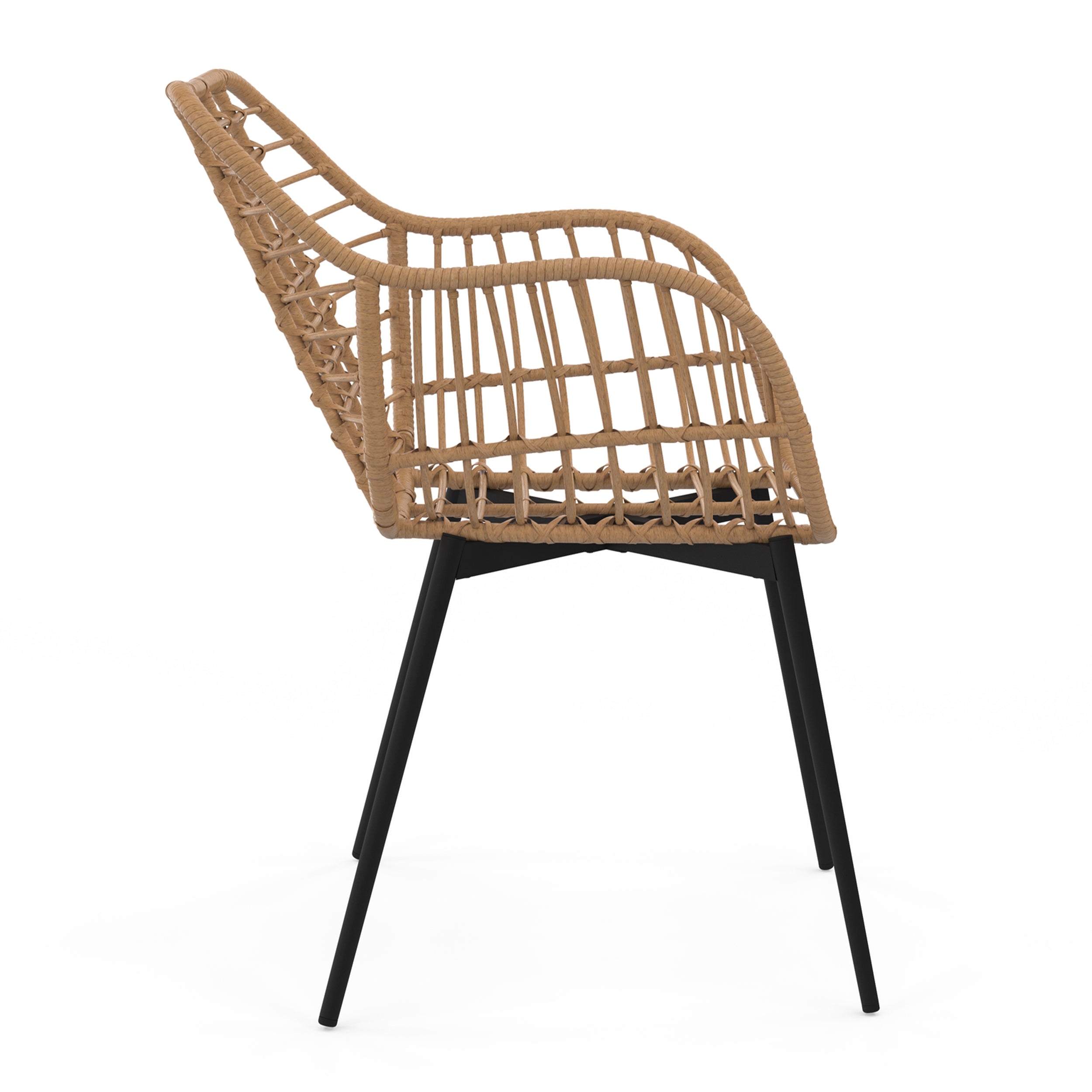 Fauteuils Cuba effet rotin et pieds métal - lot de 2