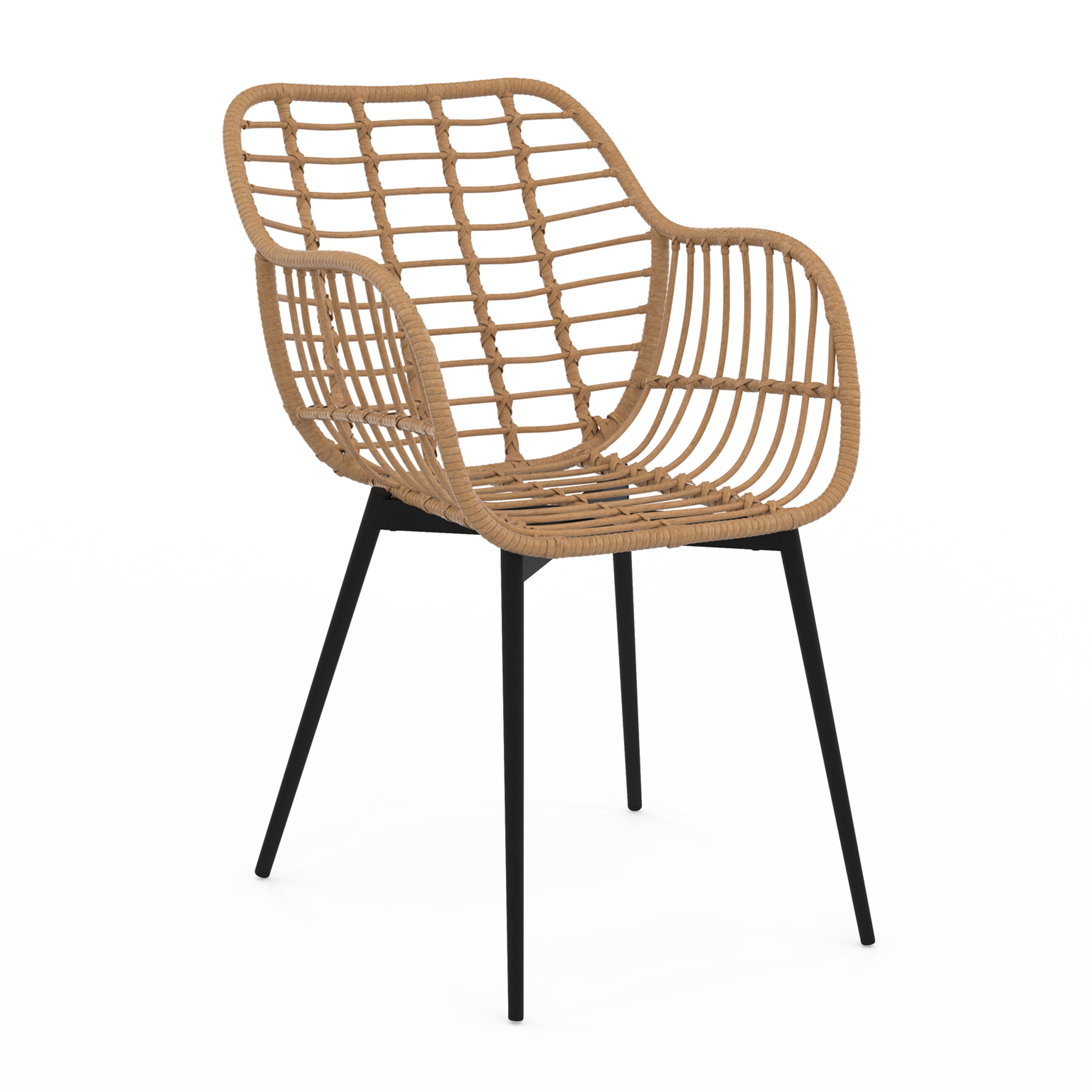 Fauteuils Cuba effet rotin et pieds métal - lot de 2