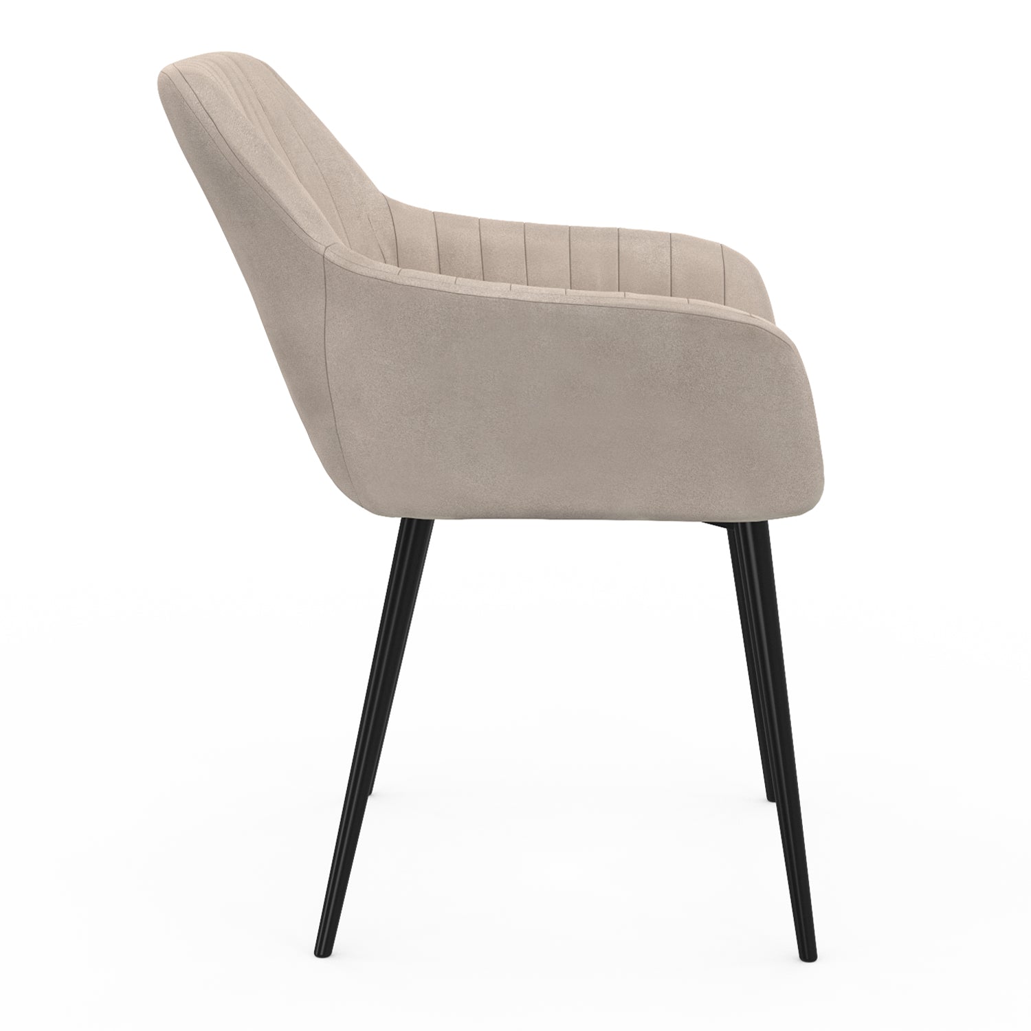 Chaises avec accoudoirs Ariana en velours taupe et pieds métal - lot de 2