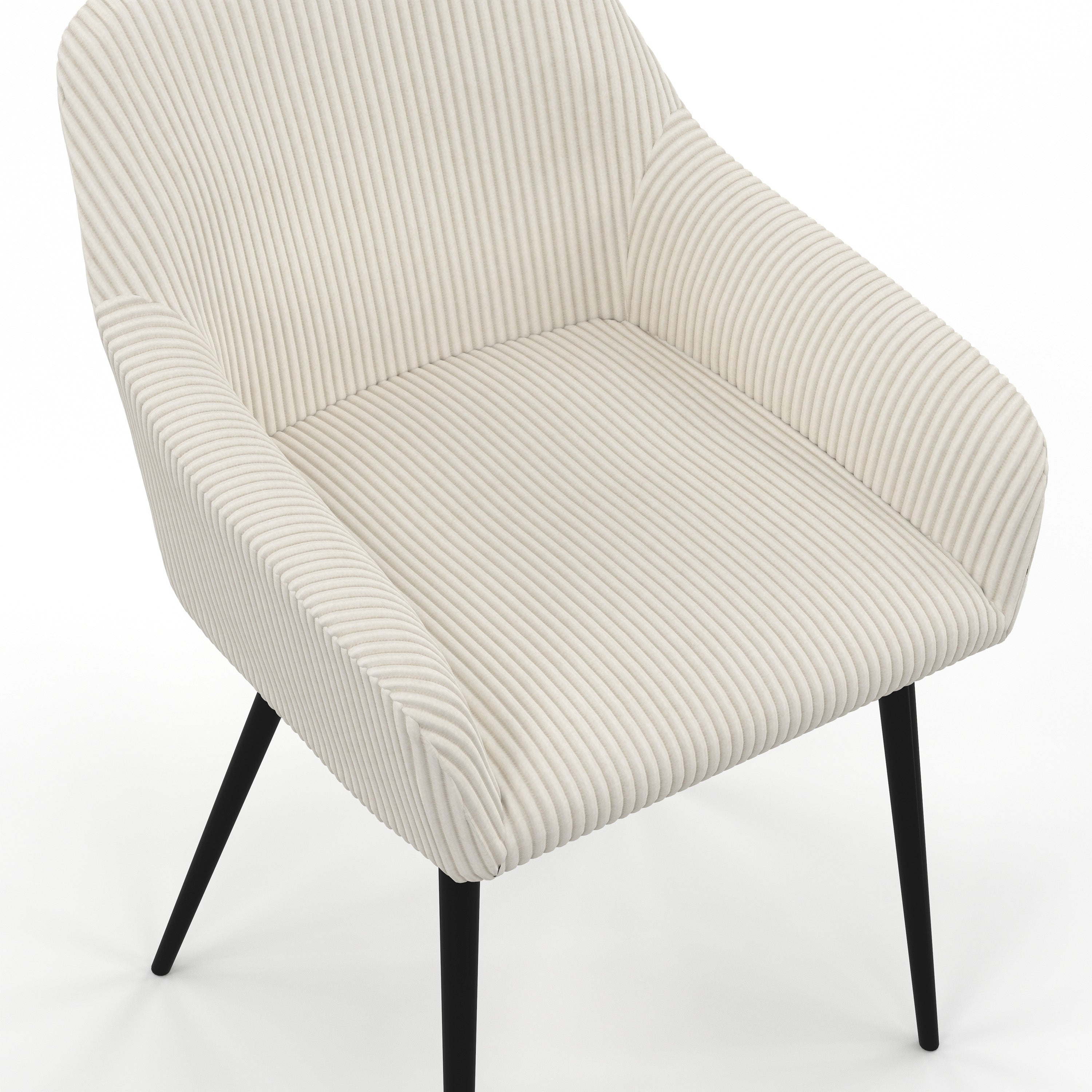 Chaises avec accoudoirs Jenny en velours côtelé crème et pieds métal - lot de 2