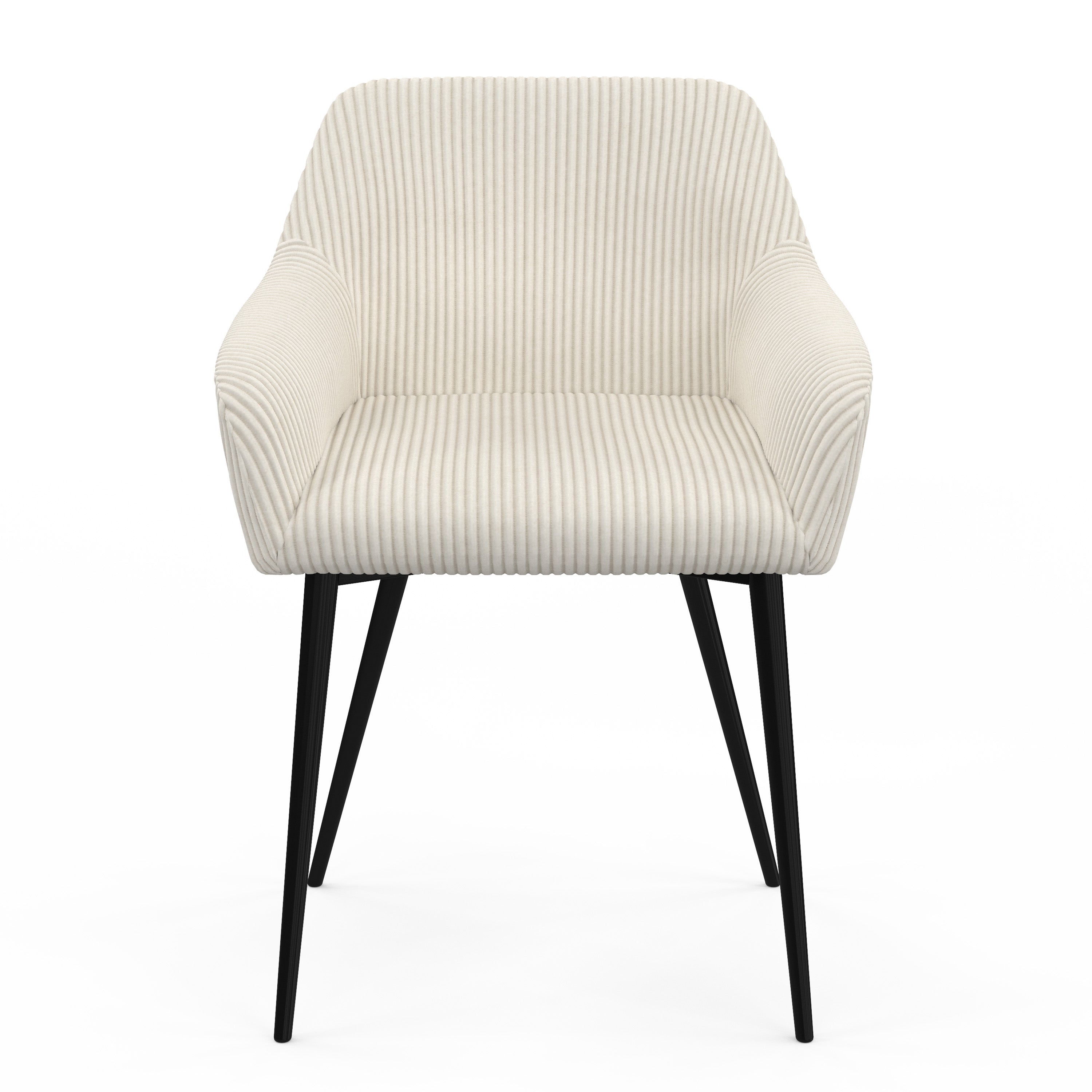 Chaises avec accoudoirs Jenny en velours côtelé crème et pieds métal - lot de 2