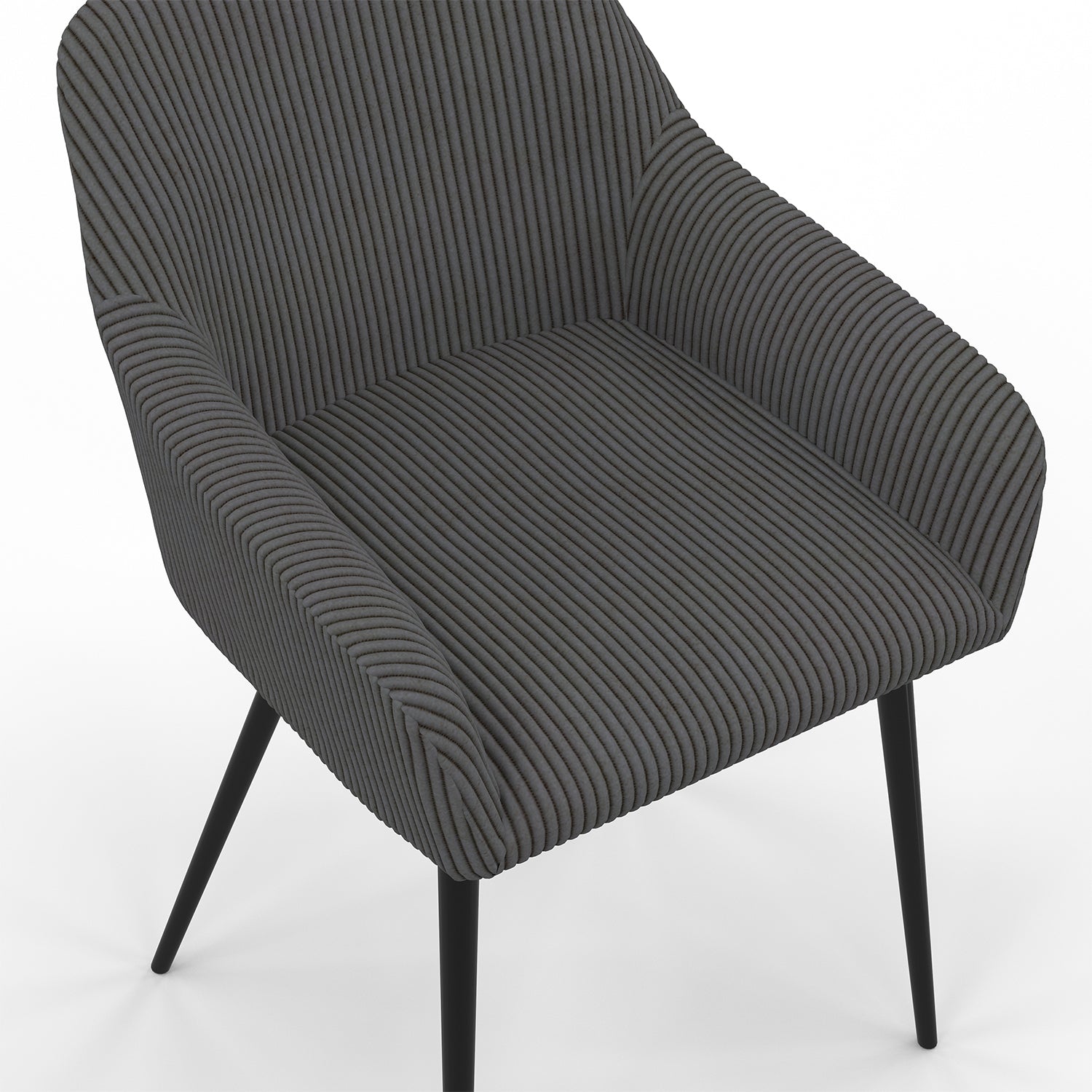 Chaises avec accoudoirs Jenny en velours côtelé gris et pieds métal - lot de 2