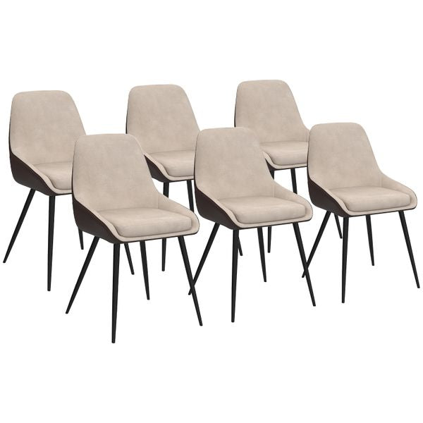 Chaises Ornella bi-matière taupe et marron pieds métal noirs - lot de 6
