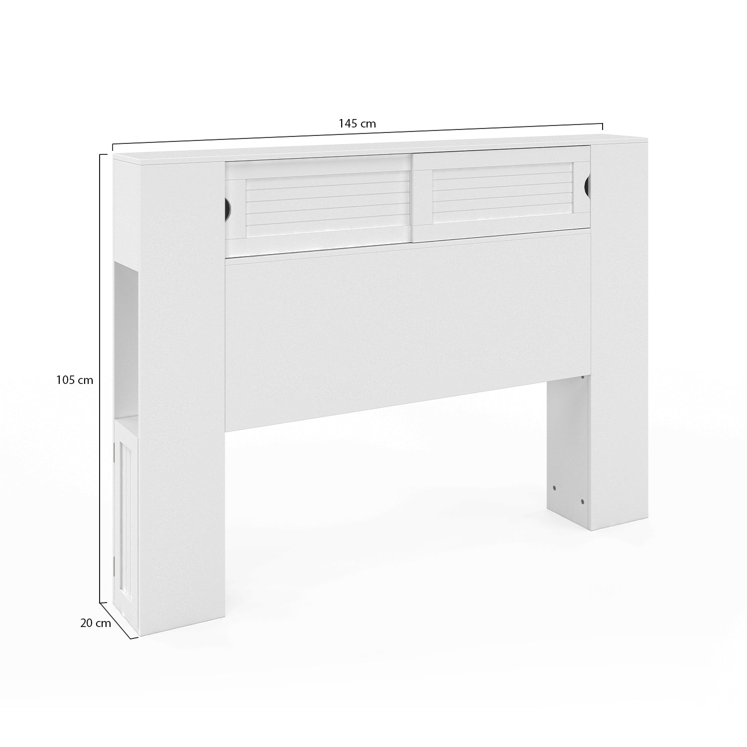 Tête de lit sur pieds Orem blanche avec rangement coulissant 140cm