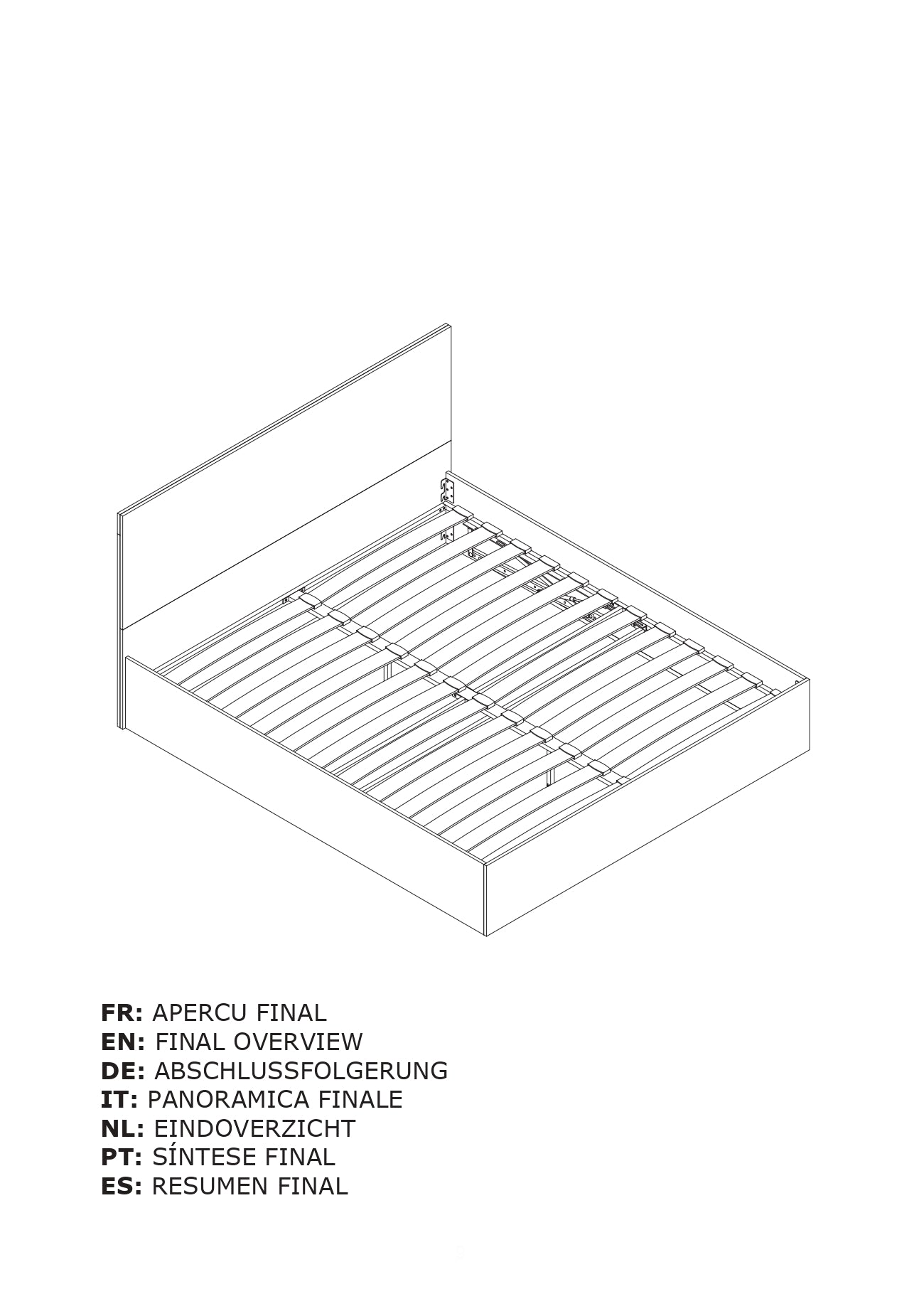 Lit coffre Sicilia avec sommier et tête de lit effet bois 160x200cm