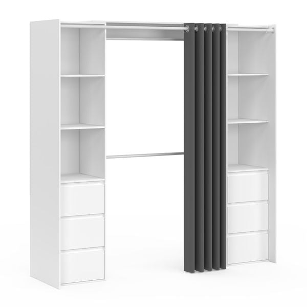 Dressing Justine extensible 120-180cm 6 tiroirs blanc