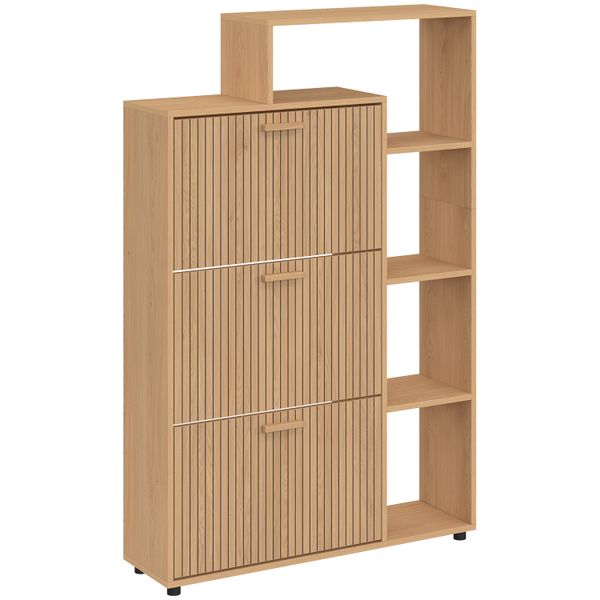 Meuble à chaussures Faustine 3 portes + étagères - 18 paires
