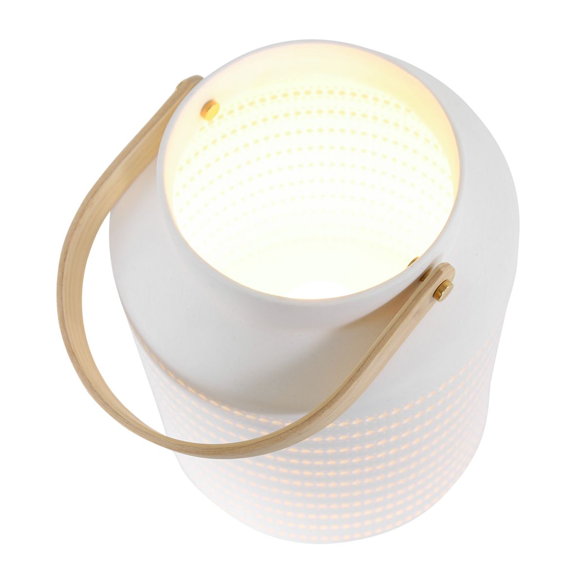 Lampe de table avec poignée en bois - Porcelaine
