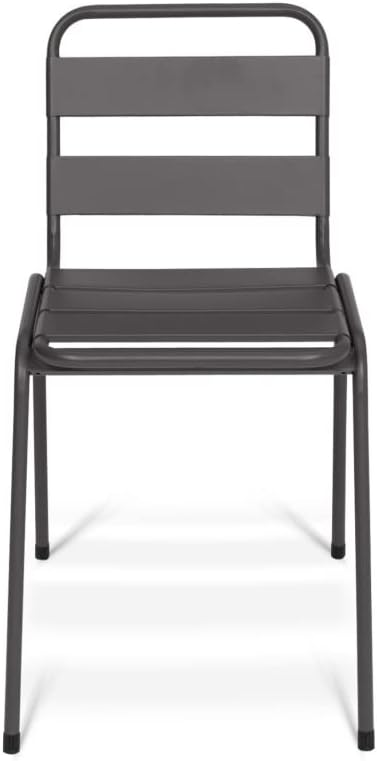 Chaises de jardin en acier empilables gris, noir, bleu - lot de 6