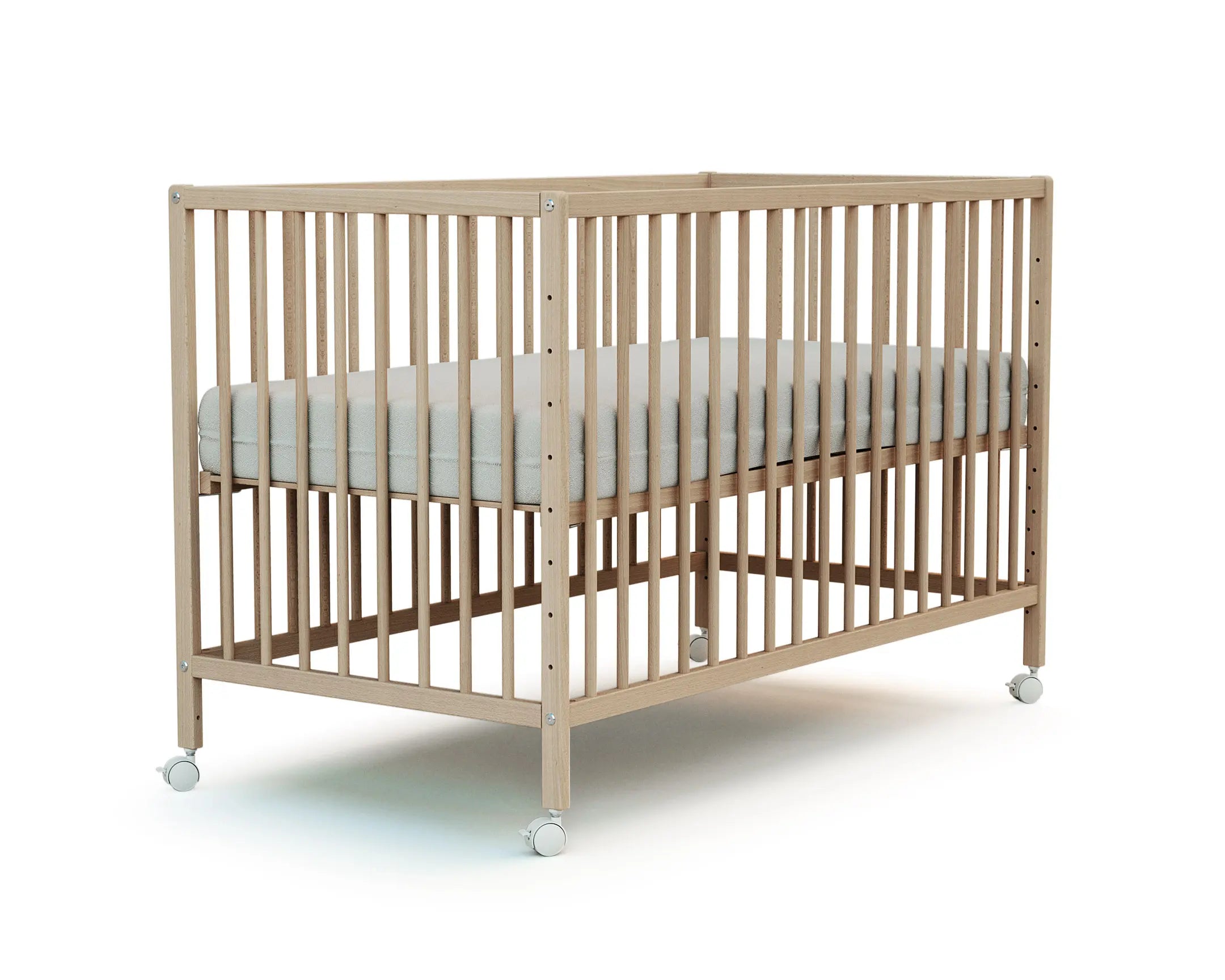 Lit bébé cododo en bois Hêtre Brut 60 x 120 cm