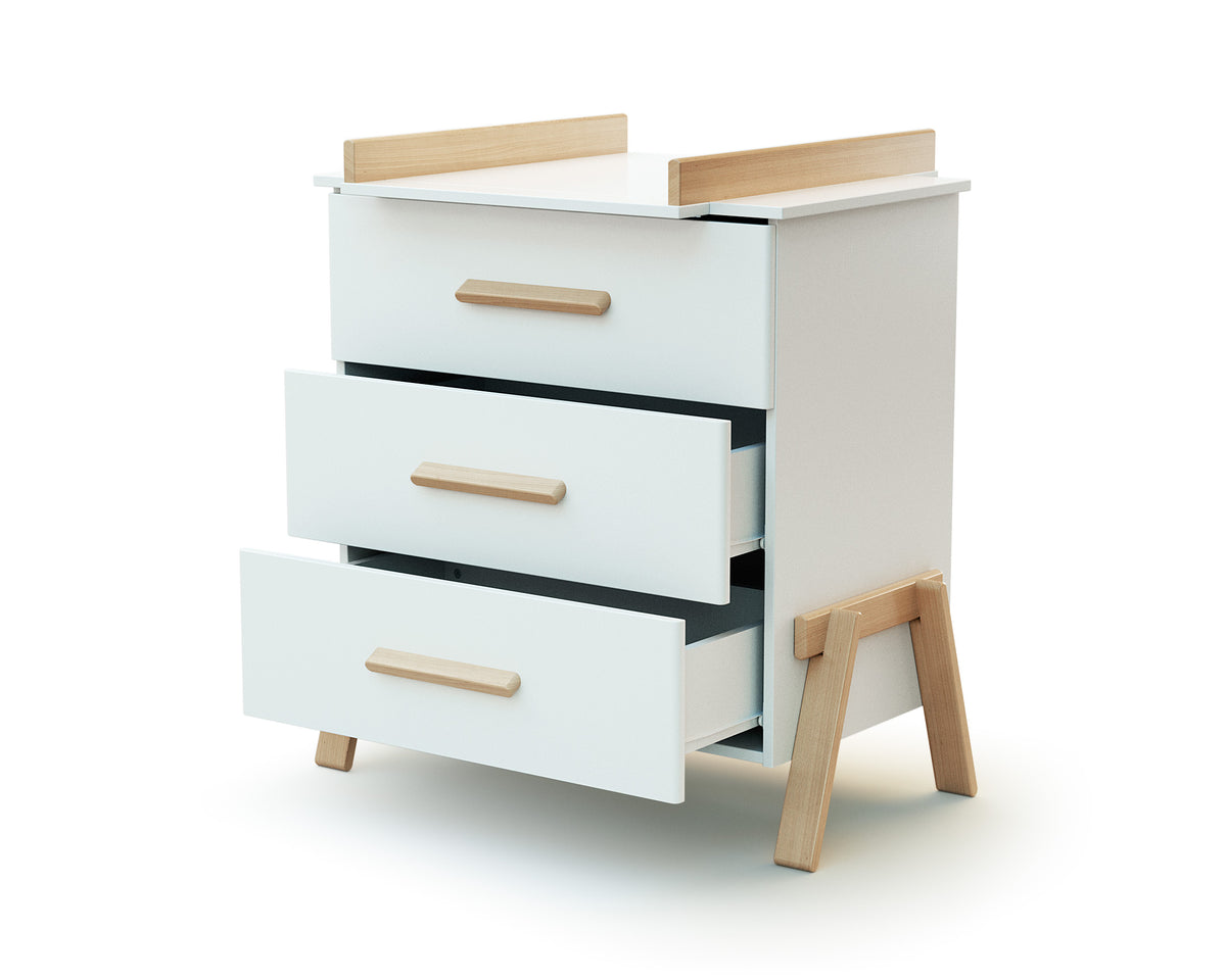 Grand Duo Lit et commode à Langer 3 Tiroirs En Bois Canaille