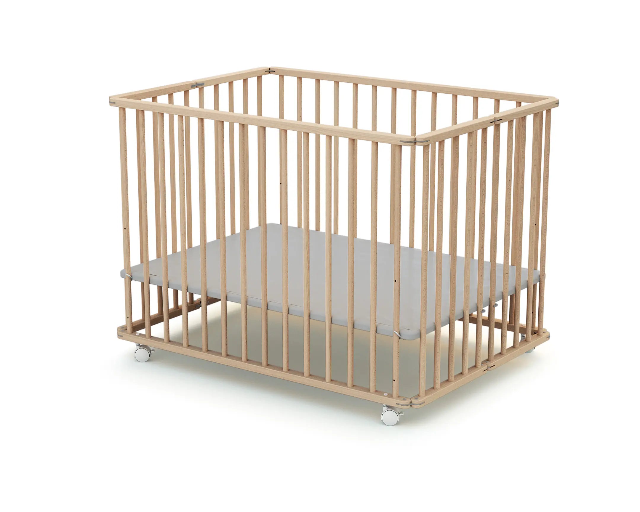 Parc bébé pliant en bois Hêtre Brut 100 x 100 cm