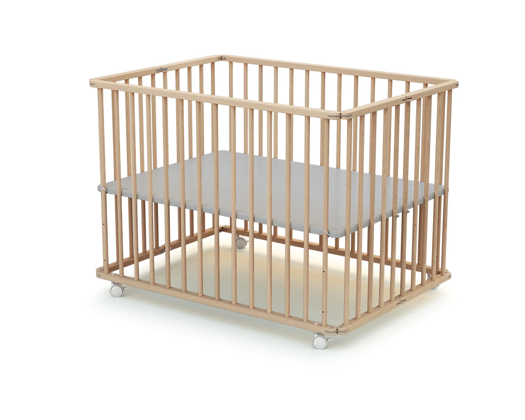 Parc bébé pliant en bois Hêtre Brut 100 x 100 cm