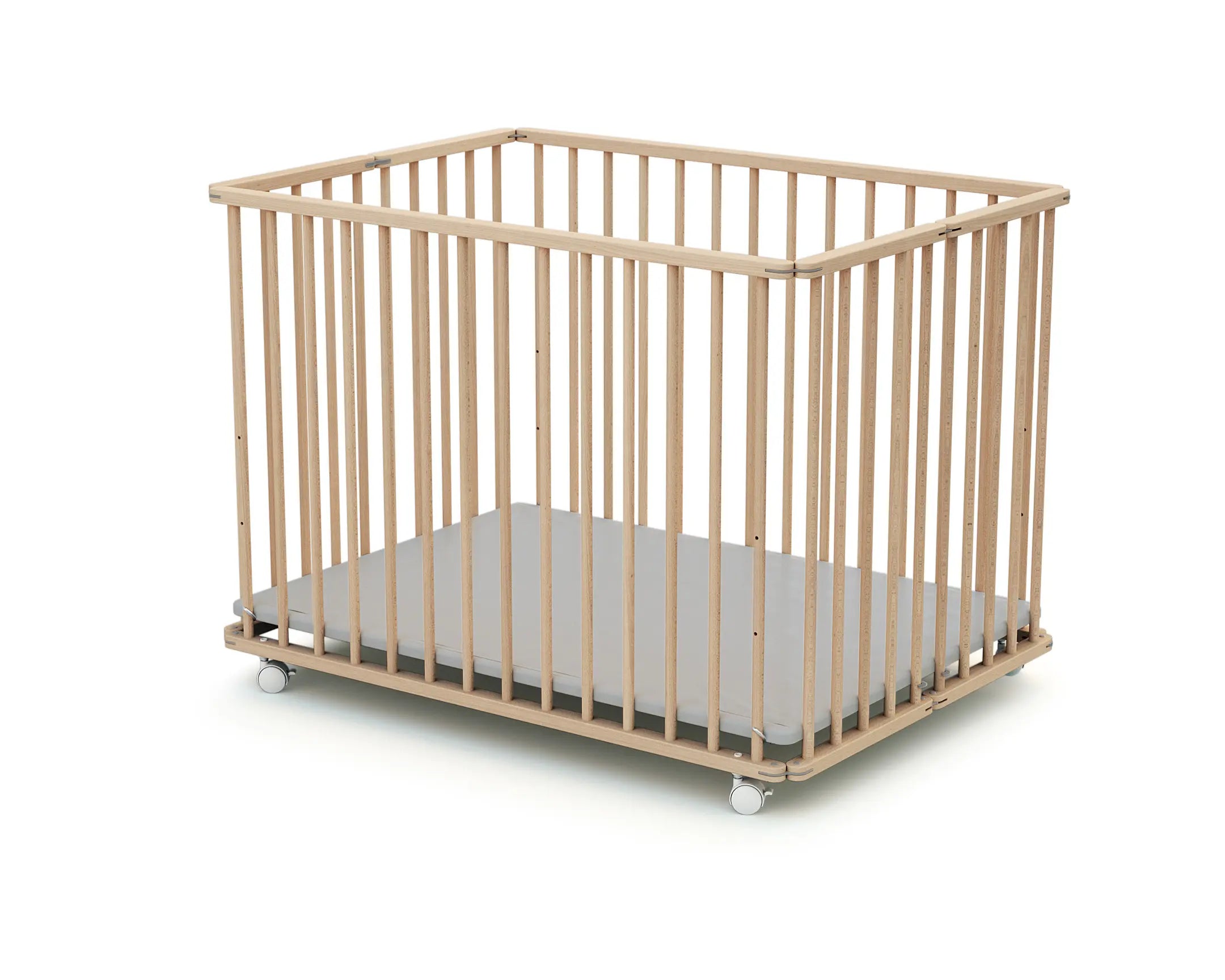 Parc bébé pliant en bois Hêtre Brut 100 x 100 cm