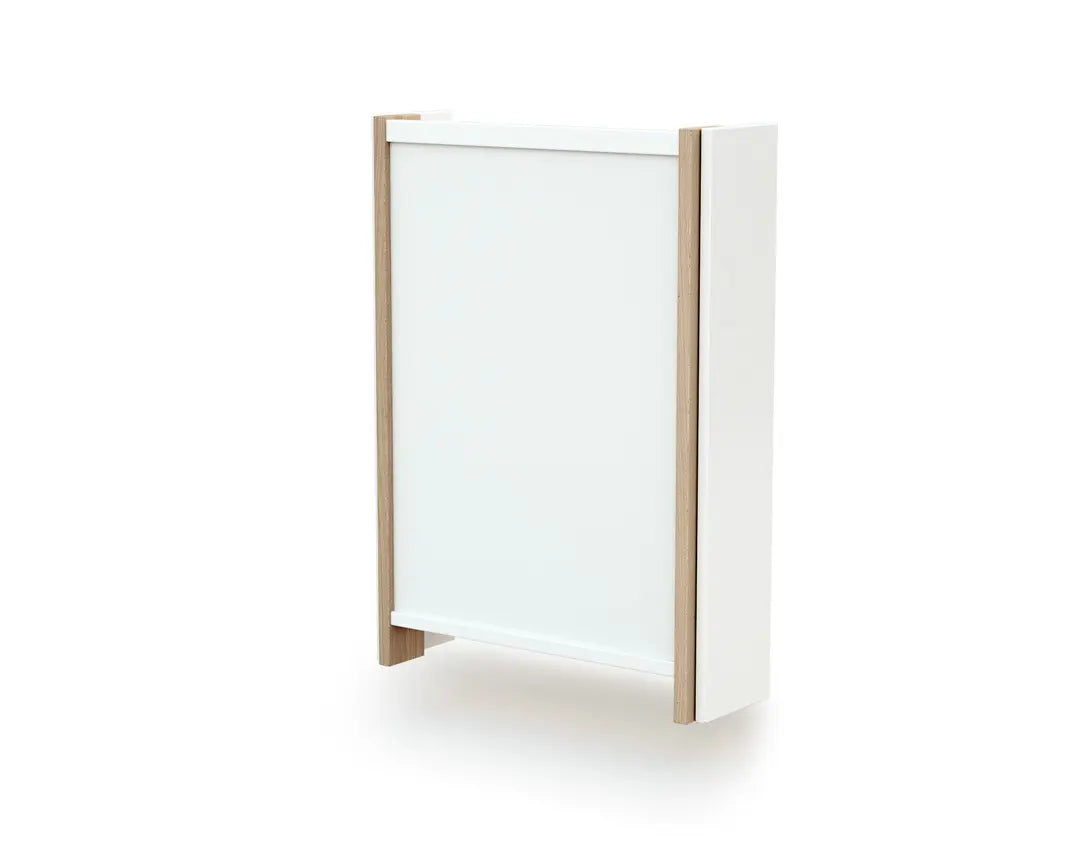 Table à langer murale rabattable en bois avec matelas ESSENTIEL Blanc et Hêtre Verni