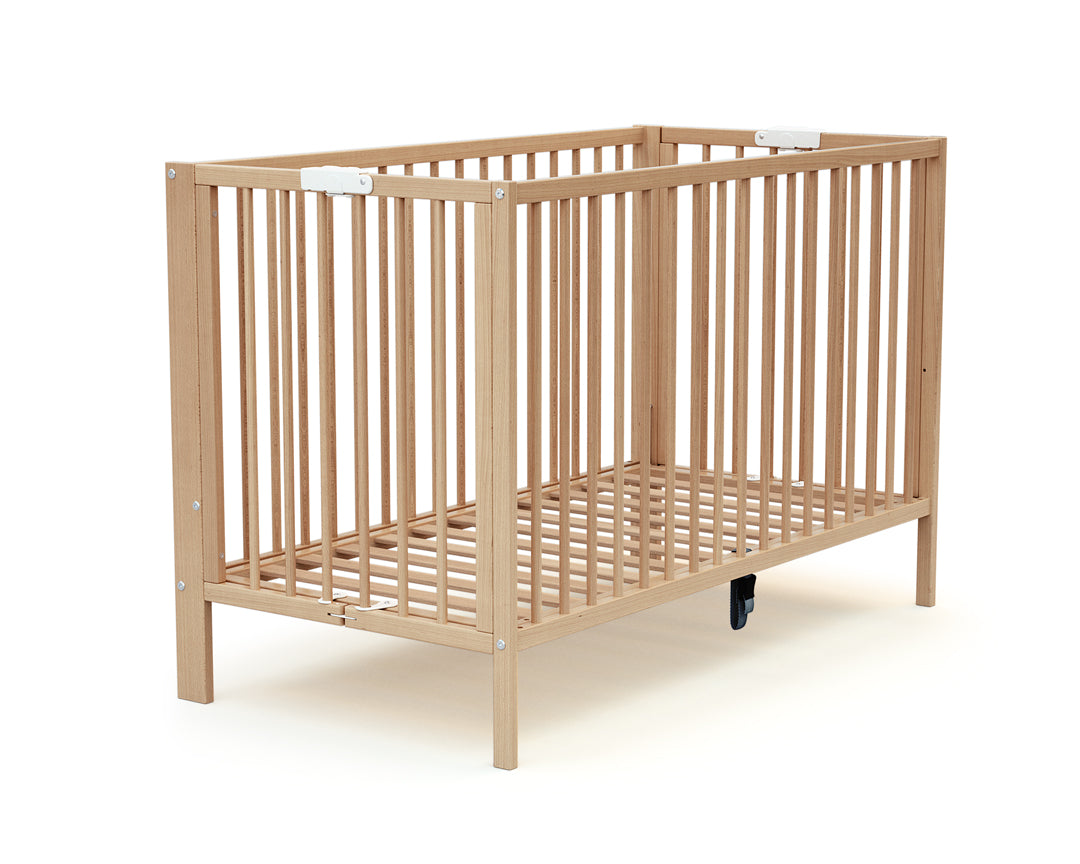 Lit bébé pliant en bois FOLDO Hêtre Verni 60 x 120 cm