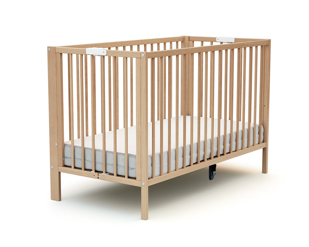 Lit bébé pliant en bois FOLDO Hêtre Verni 60 x 120 cm