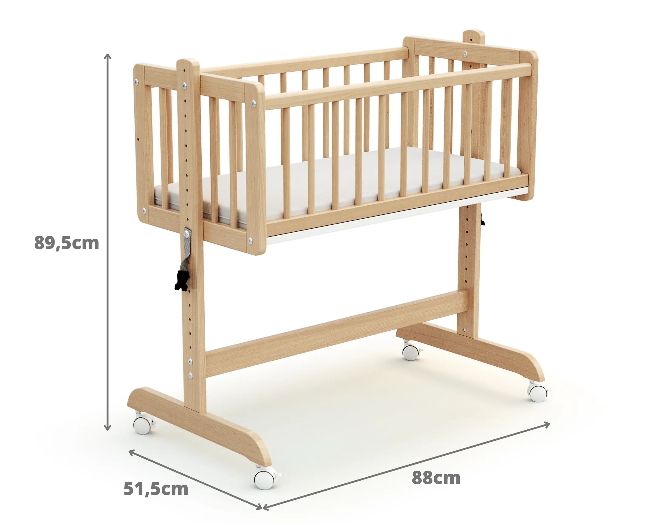 Berceau cododo évolutif en bois ESSENTIEL Hêtre Verni 40 x 80 cm