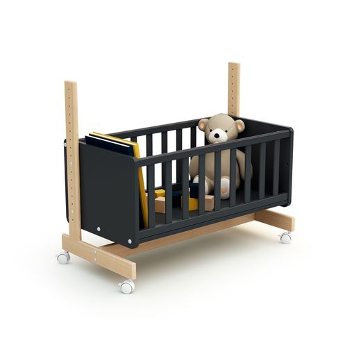 Berceau cododo évolutif bois Gris Graphite et Hêtre Verni 40 x 80 cm