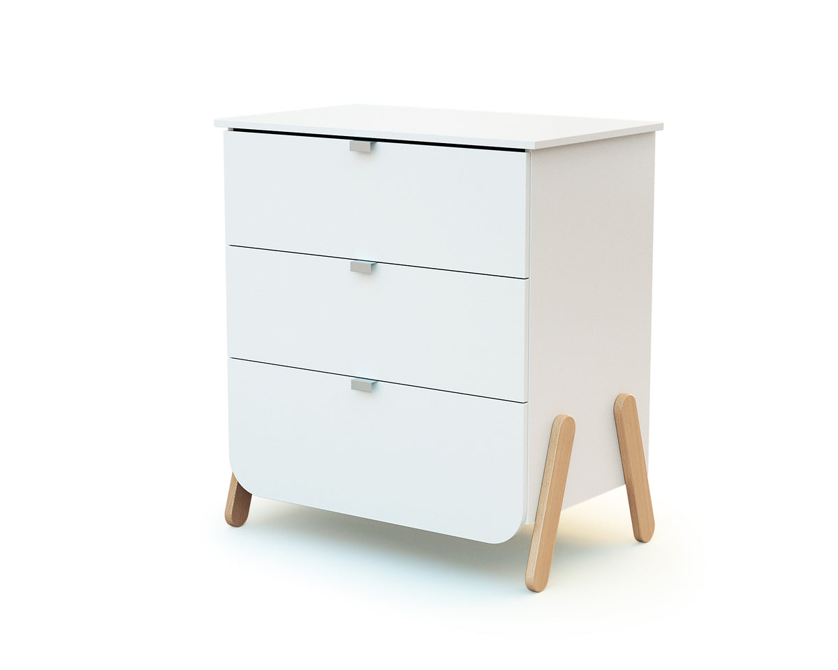 Commode à langer 3 tiroirs en bois PIRATE Blanc et Hêtre