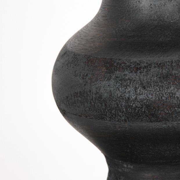 Lampe de table en bois noir avec abat-jour en lin gris