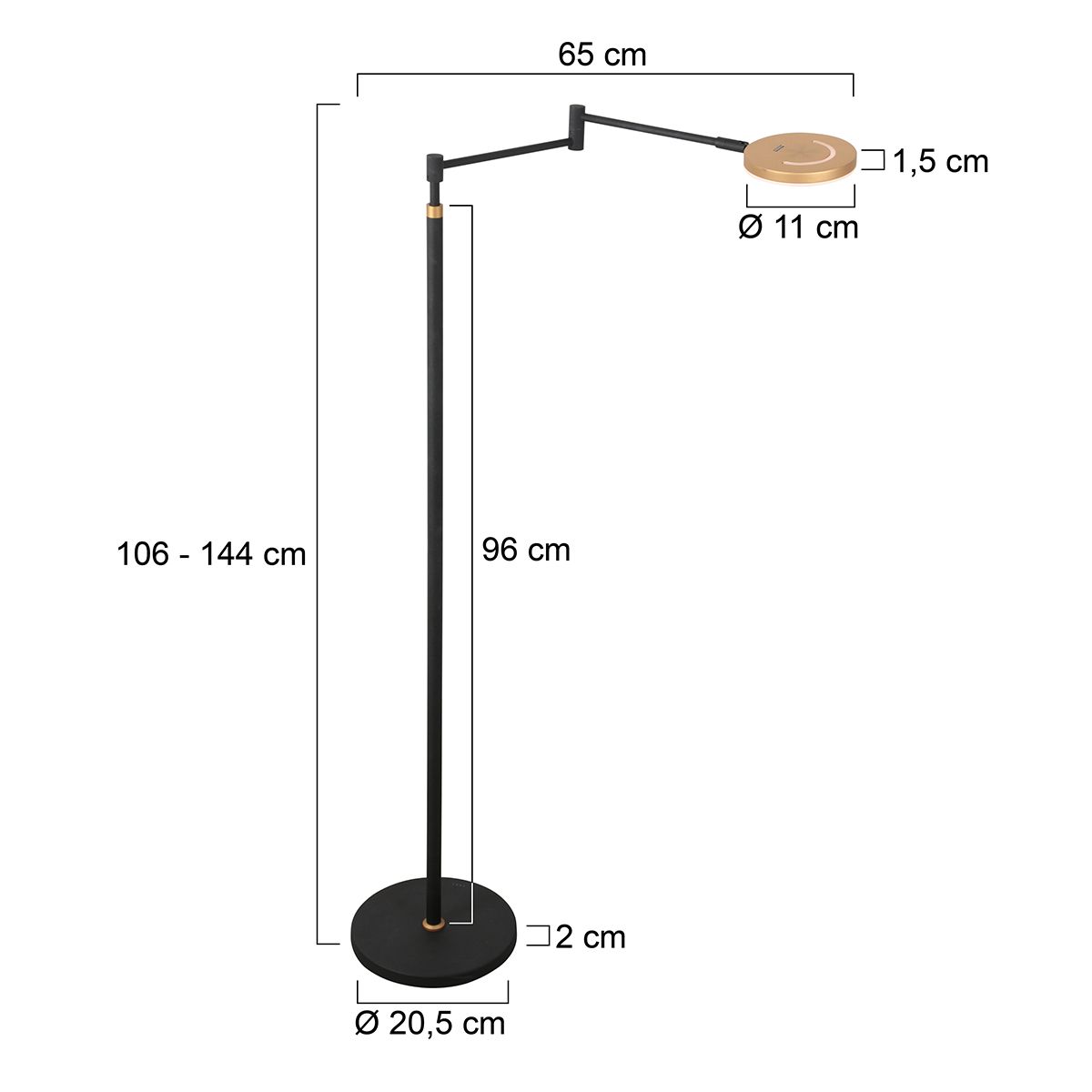 Lampadaire noir & bronze rechargeable - Soleil