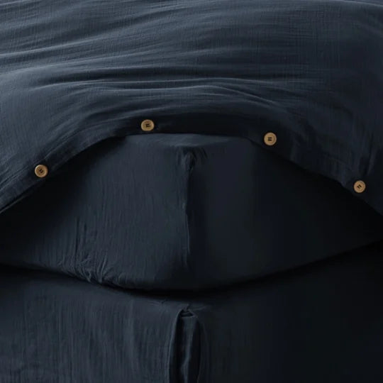 Drap housse en Gaze de coton Minuit
