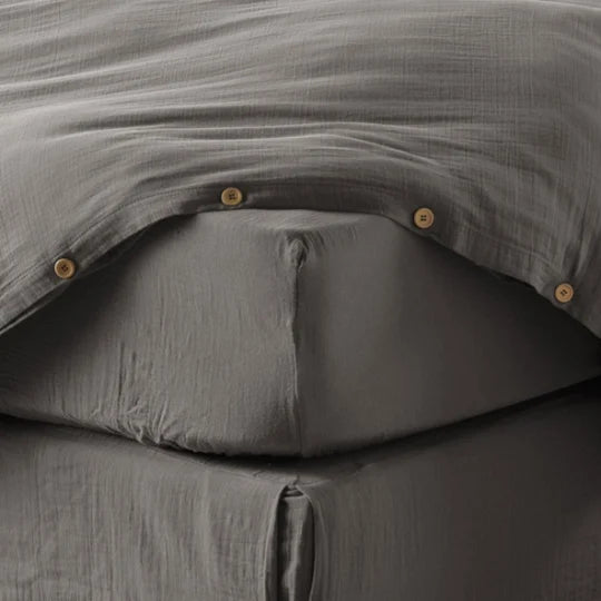 Drap housse en Gaze de coton Granit