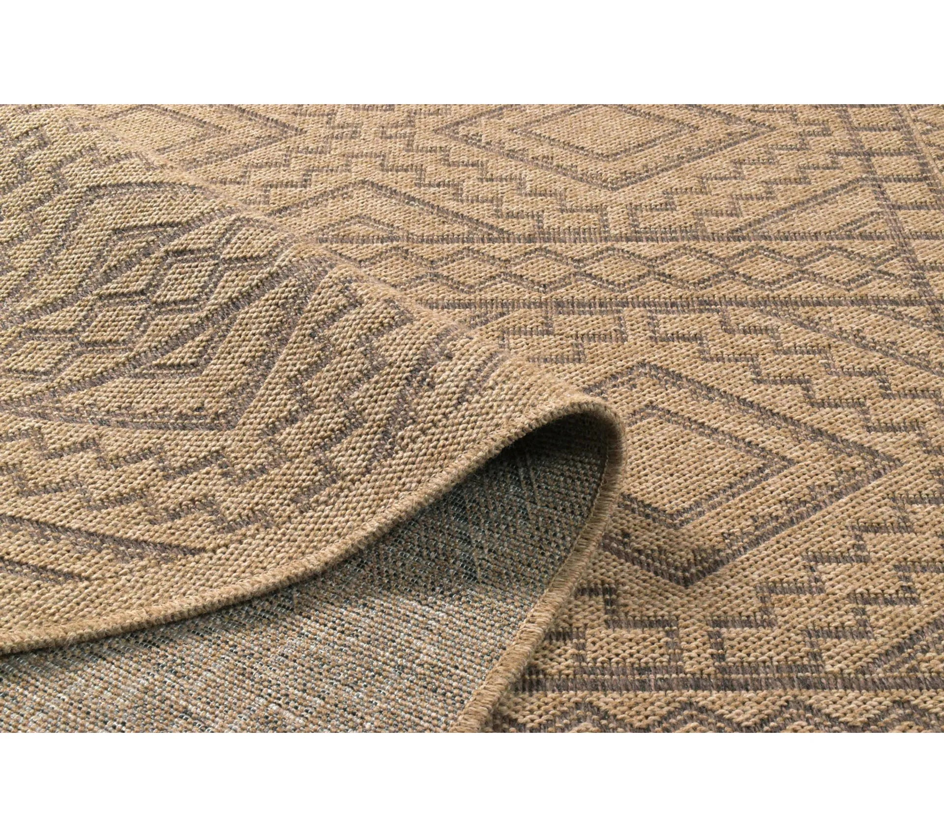 Tapis effet jute naturel motifs géométriques marron - Nature