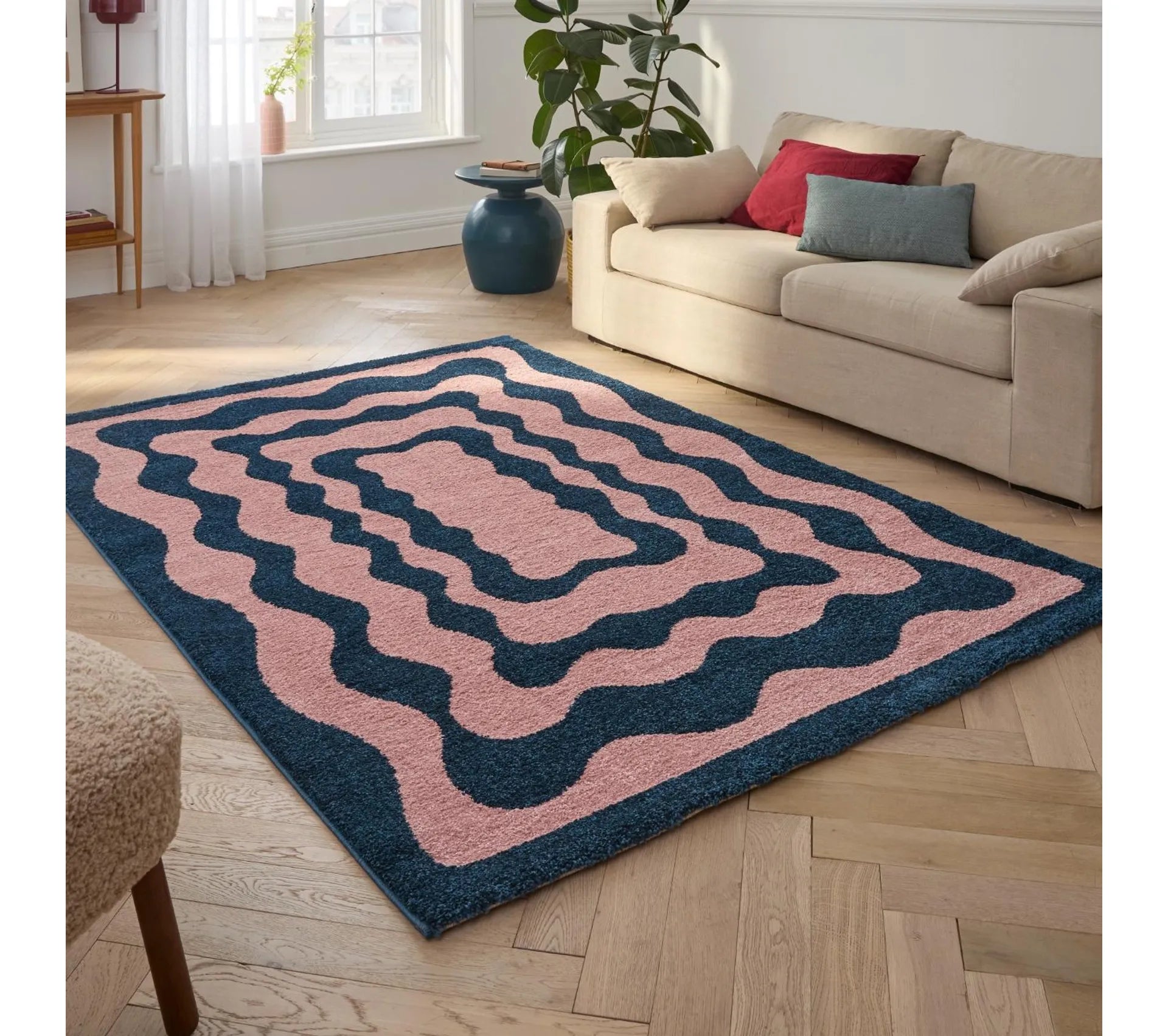 Tapis rétro années 70 - Groovy - Bleu