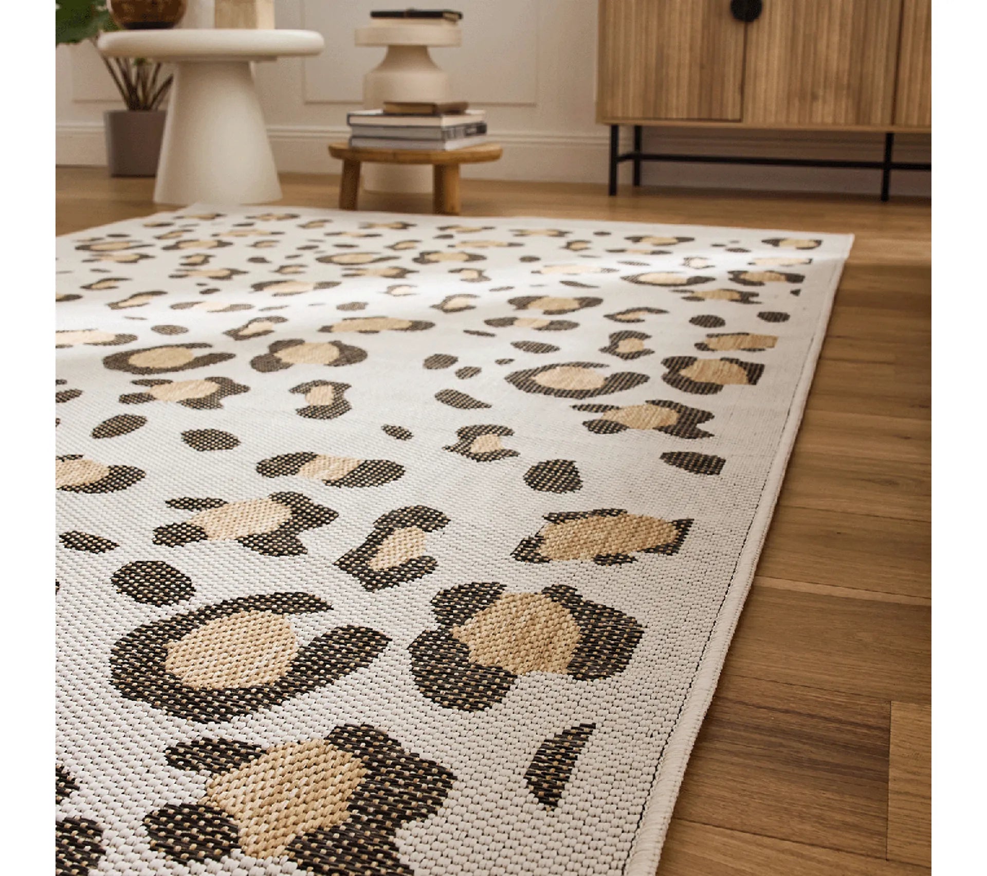 Tapis d'intérieur/extérieur - Motif léopard - Savanna - Crème