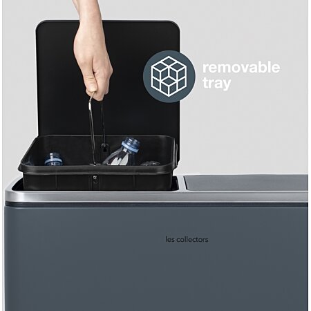 Poubelle de tri 2 x 30L - Gris foncé