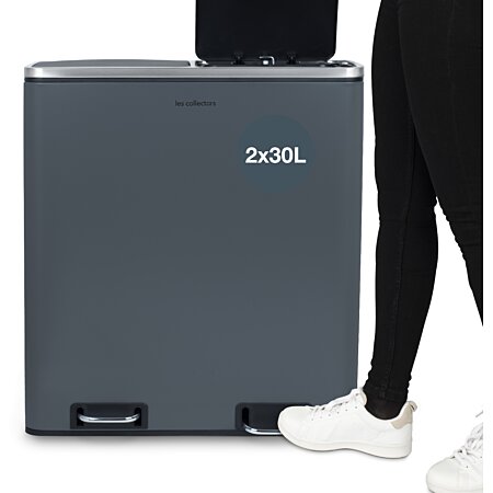 Poubelle de tri 2 x 30L - Gris foncé