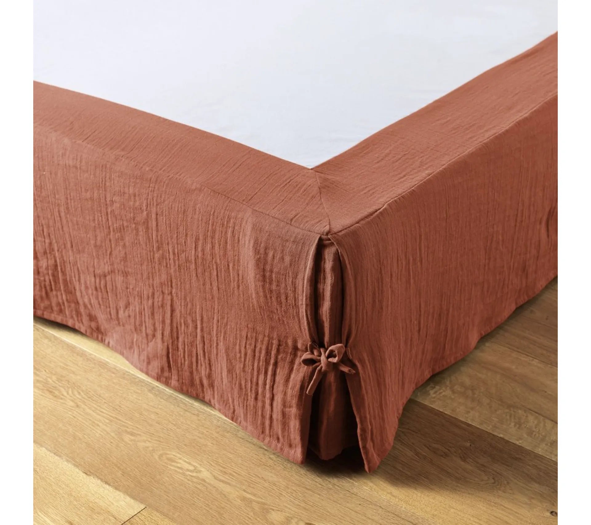 Cache sommier Gaze de coton Terracotta