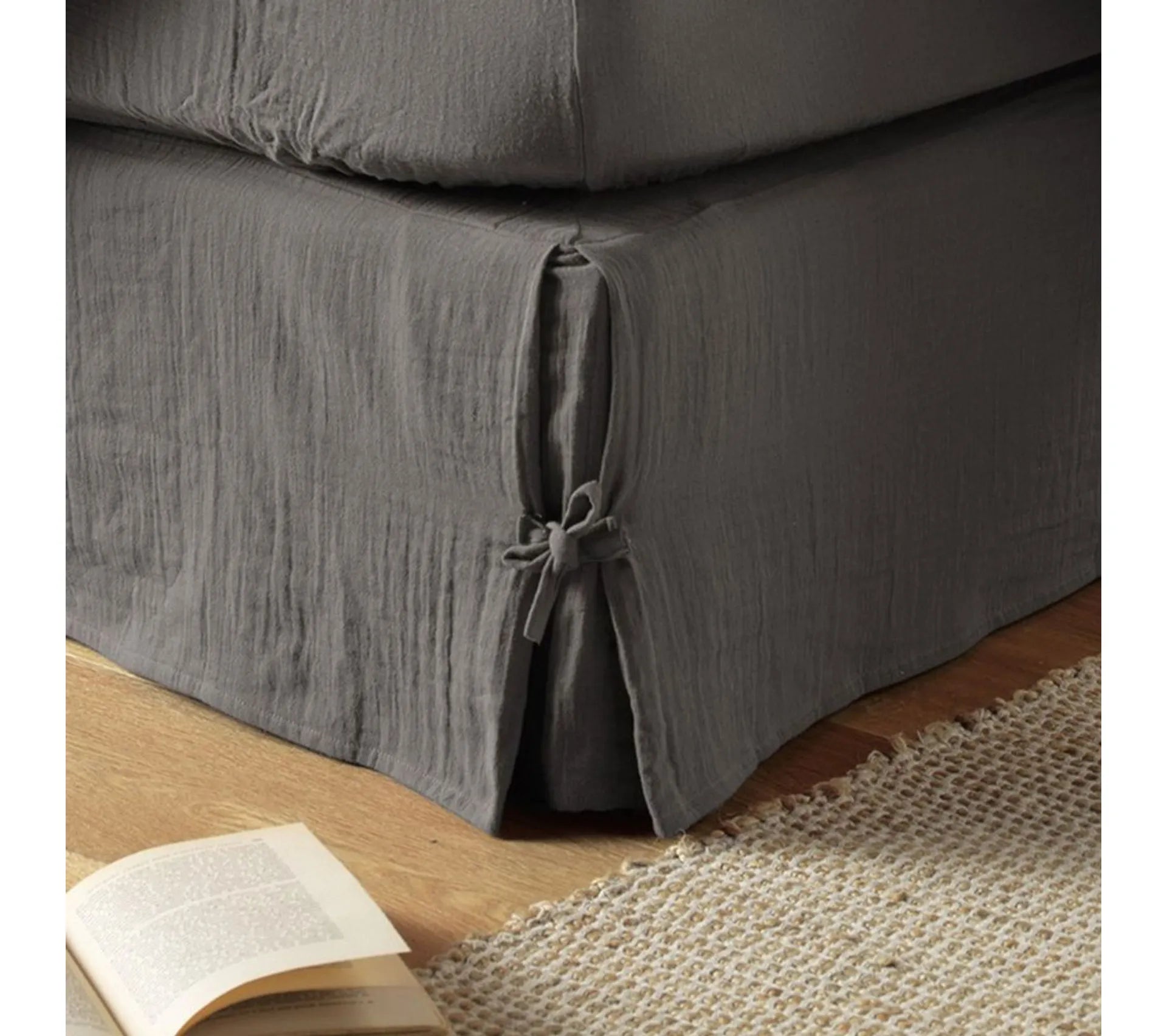 Cache sommier Gaze de coton Granit